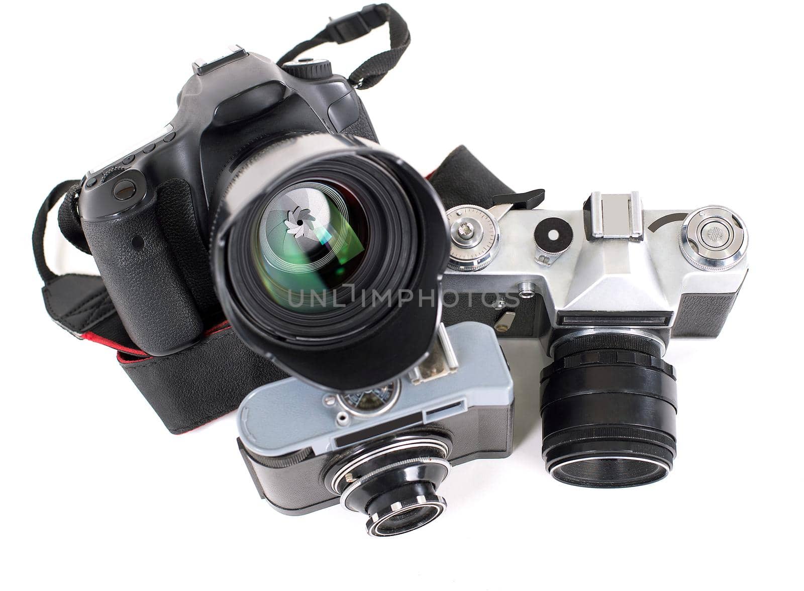 Photo Camera isolated on white background. Close up.