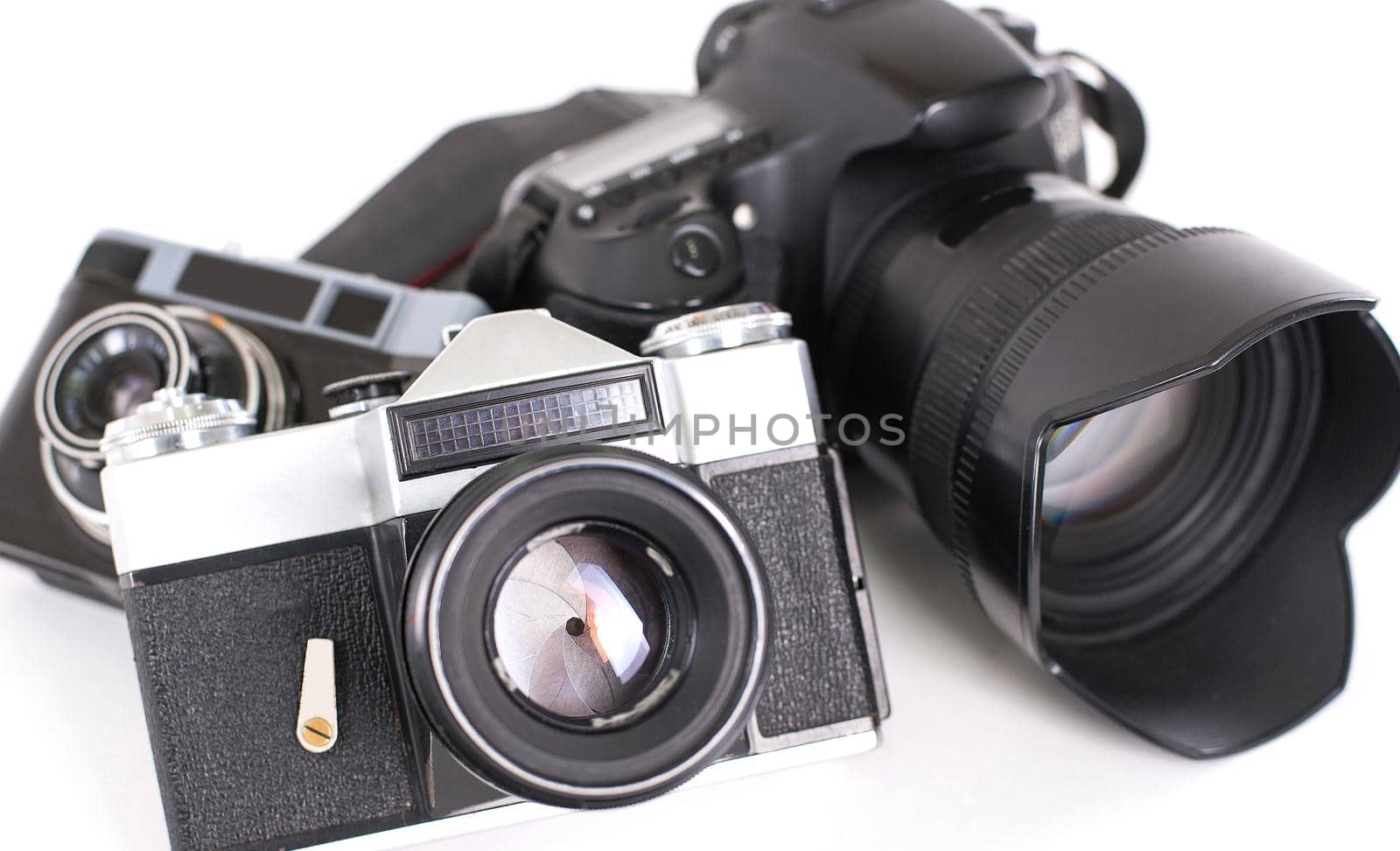 Photo Camera isolated on white background. Close up.