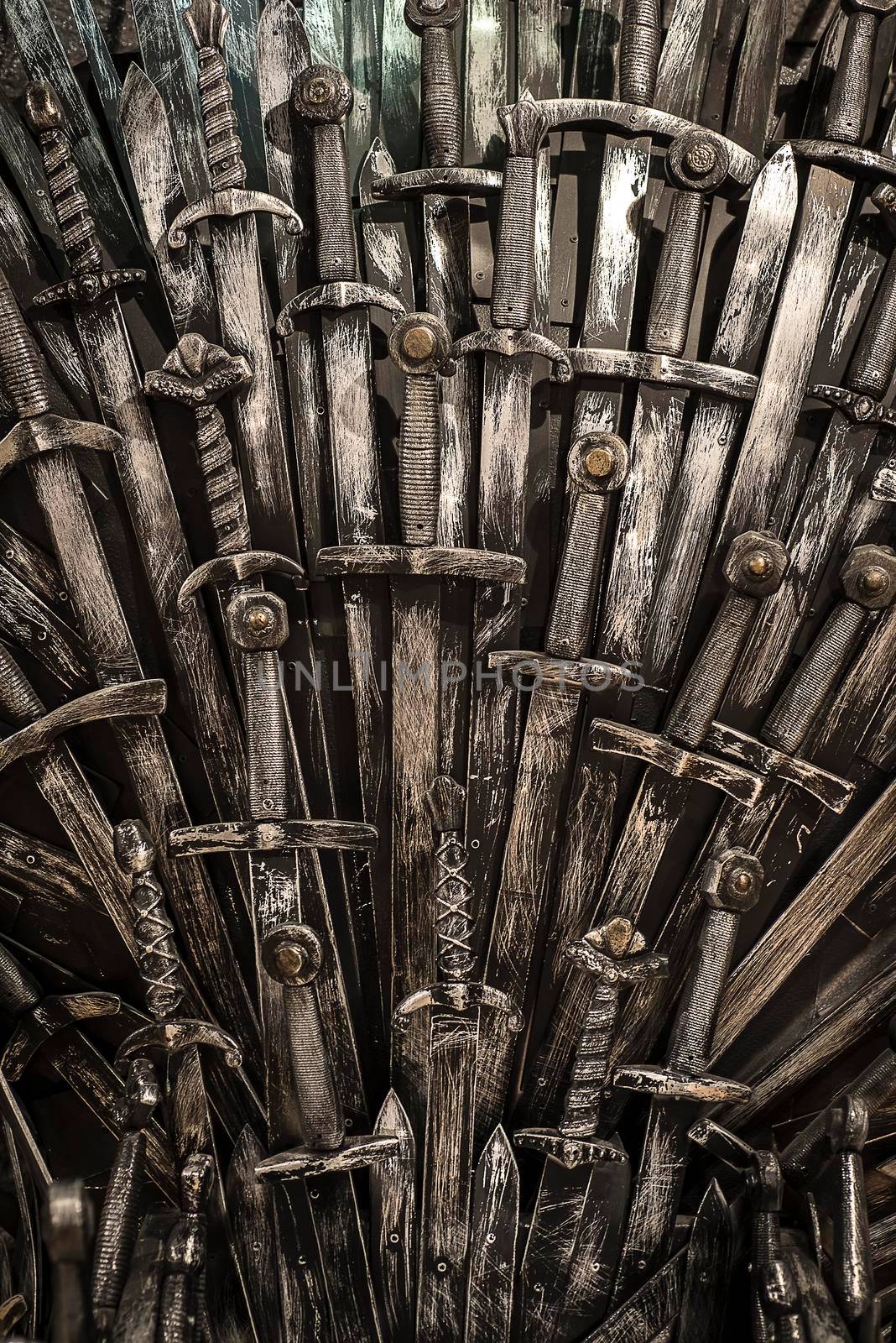 Metal knight swords background. Close up. The concept Knights.