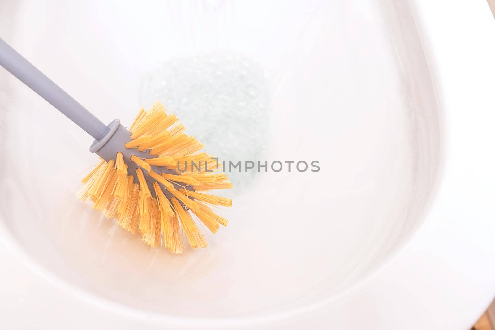 close-up brush for cleaning the toilet, the concept of hygiene and cleaner by Ramanouskaya