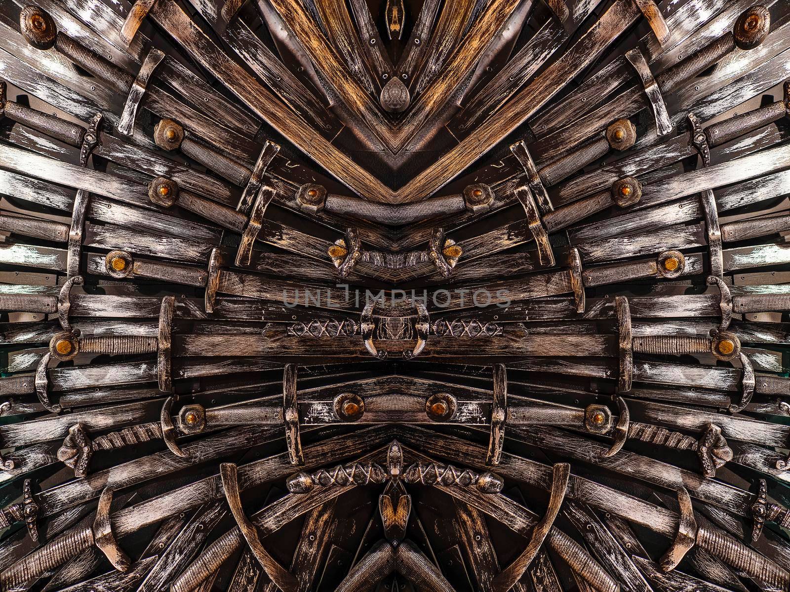 Metal knight swords background. Close up. The concept Knights.