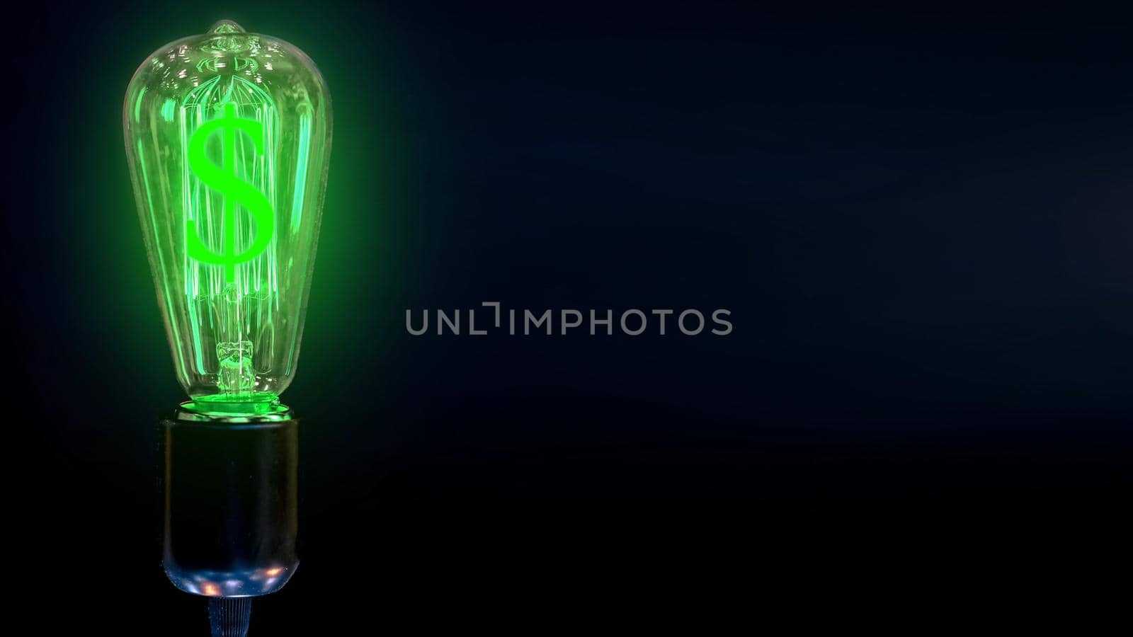 The concept of the growth of the dollar exchange rate. Money making idea. Light bulb with Dollar symbol.