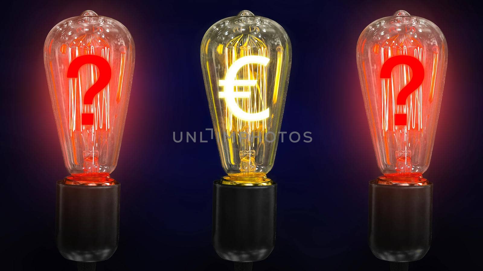 The concept of the fall of the euro exchange rate. Money making idea. Light bulb with Euro symbol.