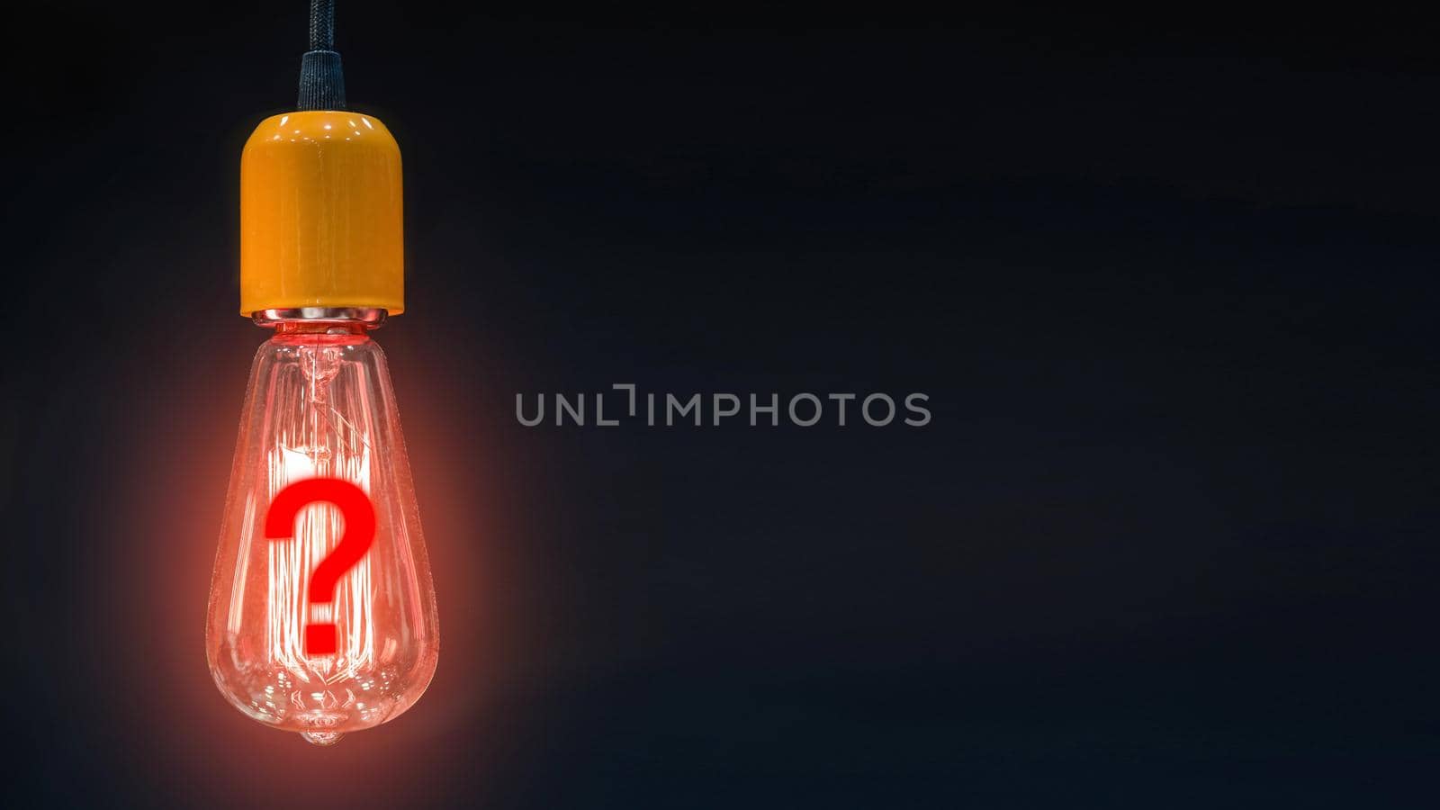 Question mark in the middle of retro lamps.