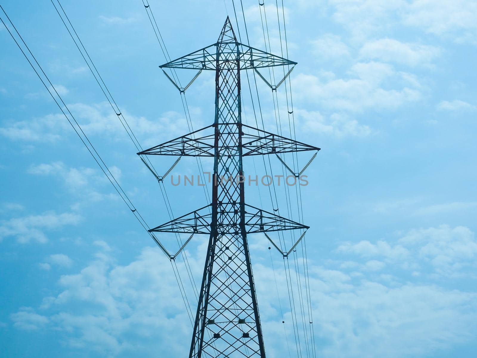electric power high voltage transmission line tower