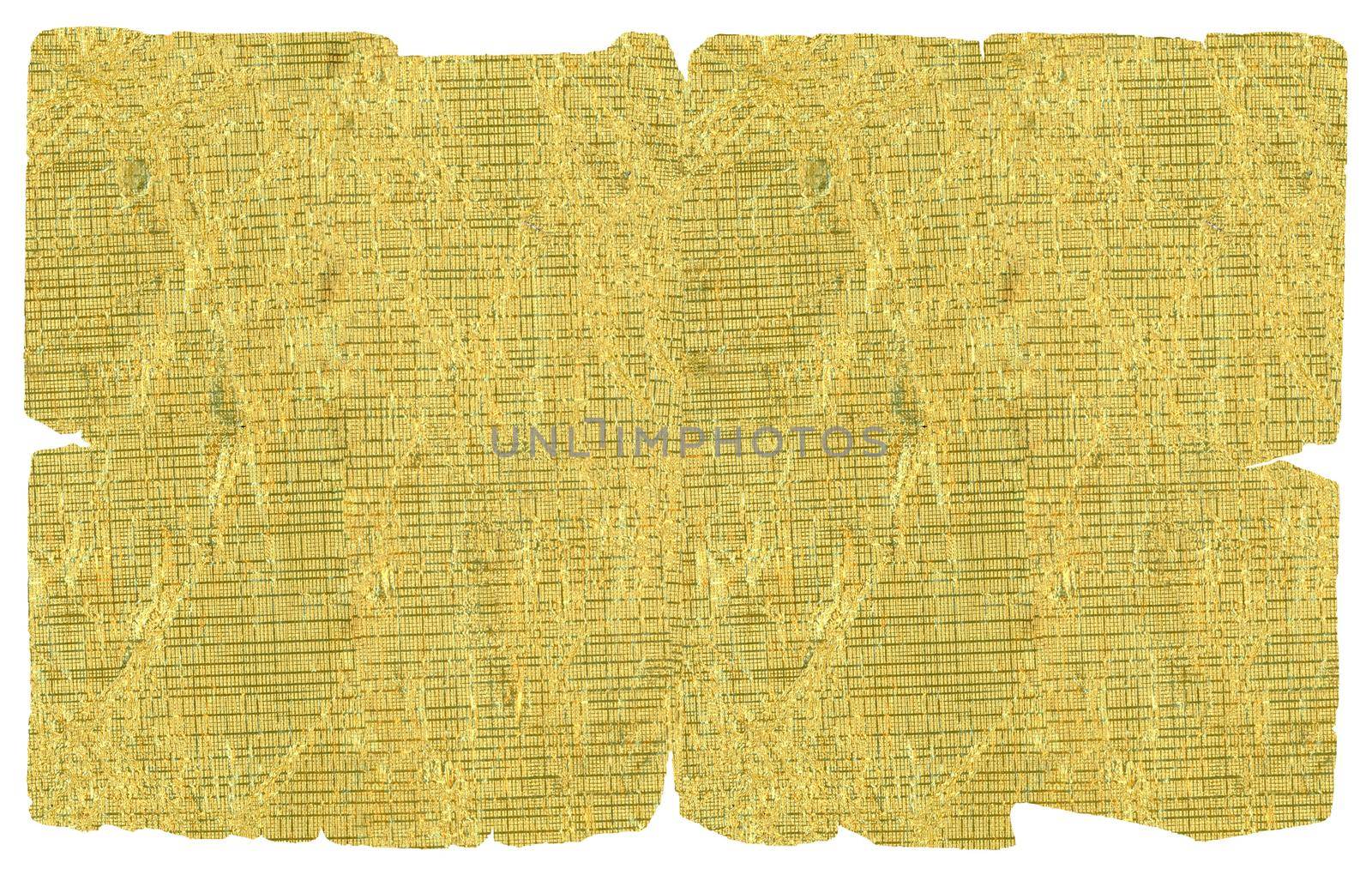 gold leaf parchment isolated over white background