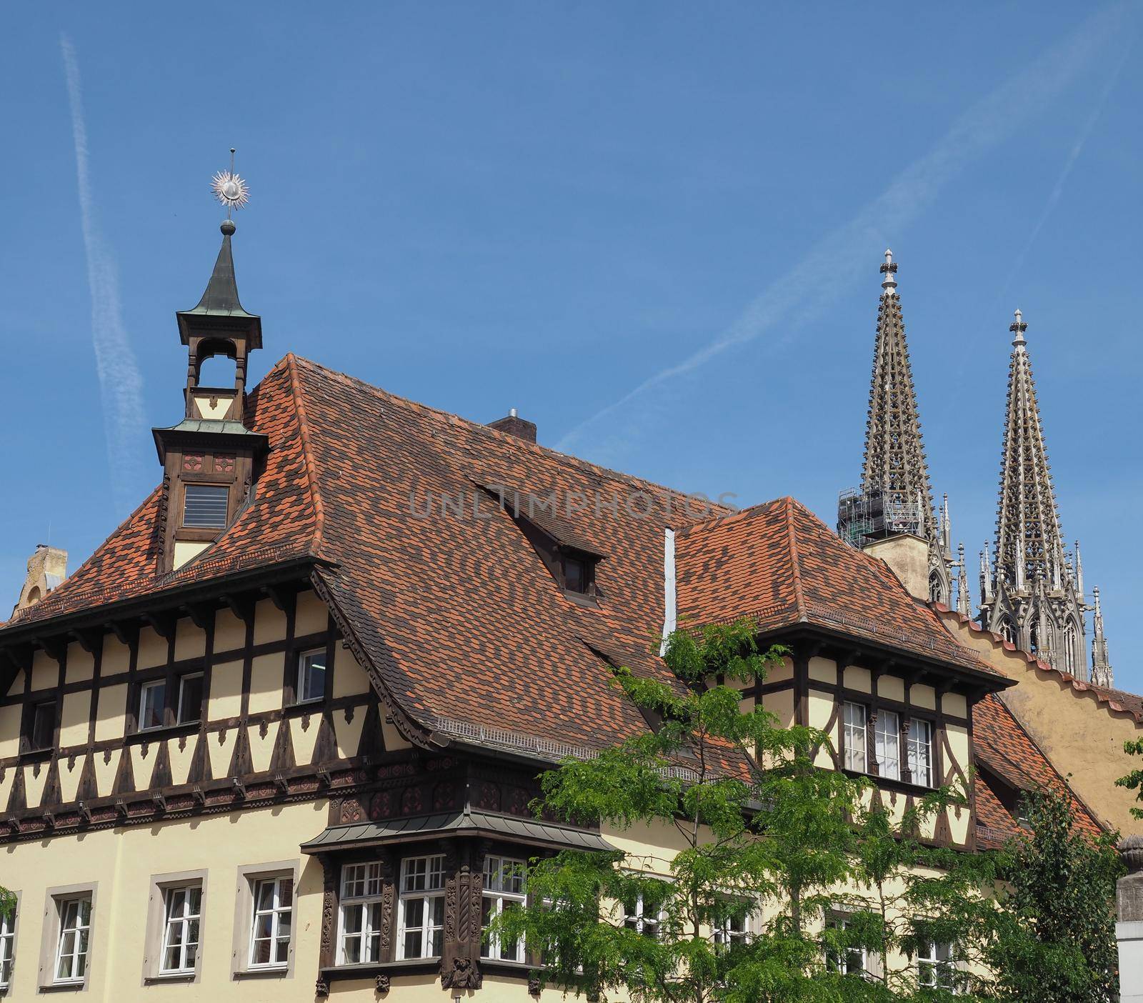 View of the old city centre in Regensburg, Germany