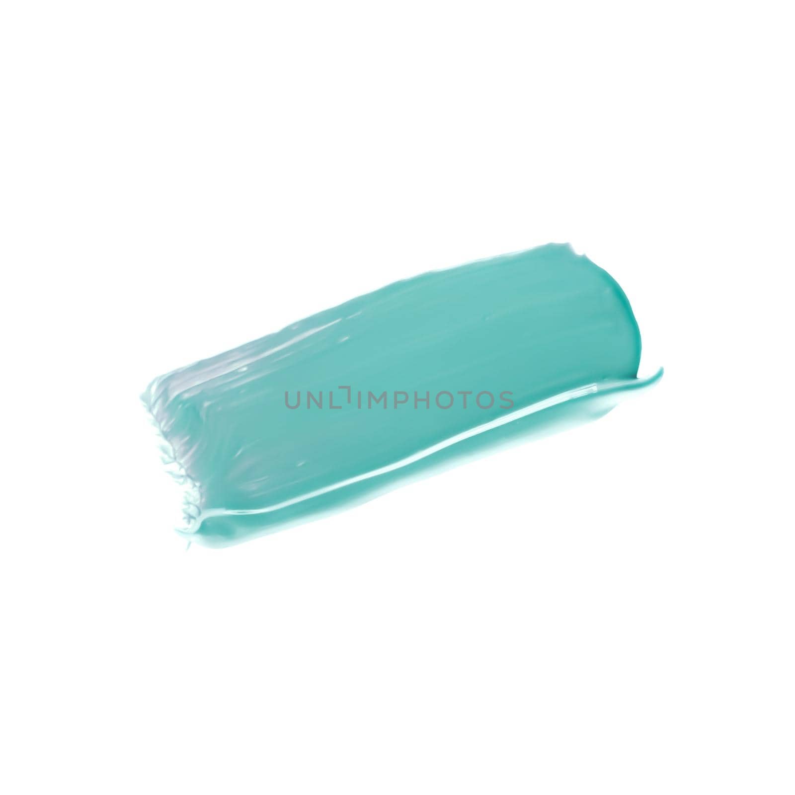 Pastel mint beauty swatch, skincare and makeup cosmetic product sample texture isolated on white background, make-up smudge, cream cosmetics smear or paint brush stroke closeup