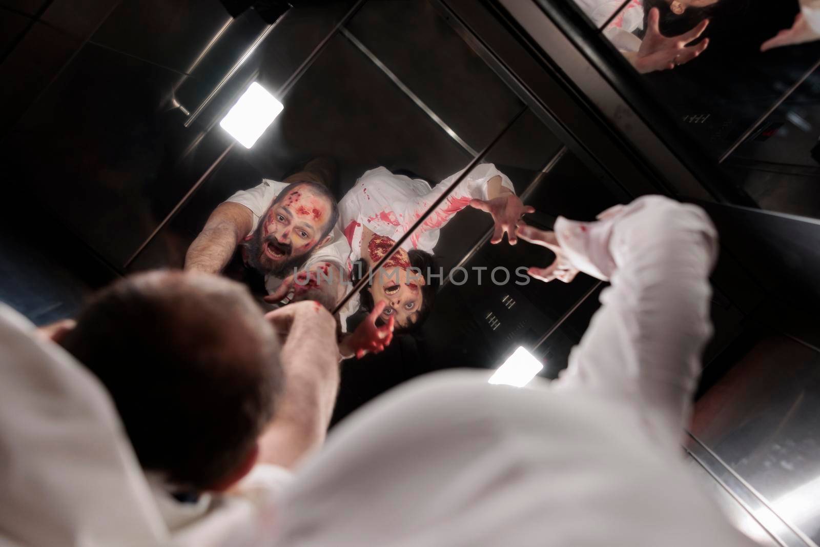 Walking dead evil corpses in elevator by DCStudio