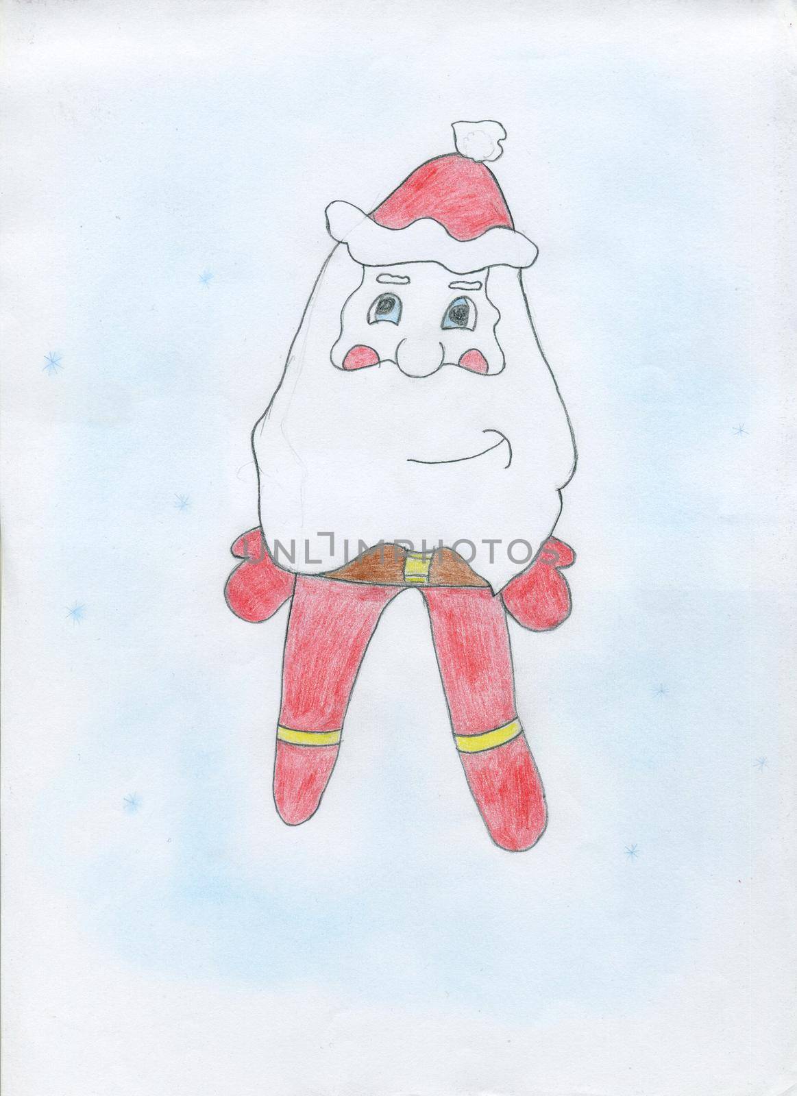 Children's drawing of Santa Claus painted with pencils by Serhii_Voroshchuk