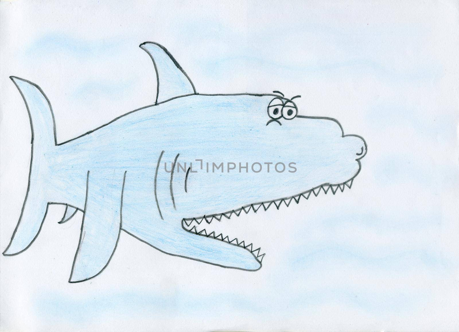 Children's drawing of an old and sad shark by Serhii_Voroshchuk