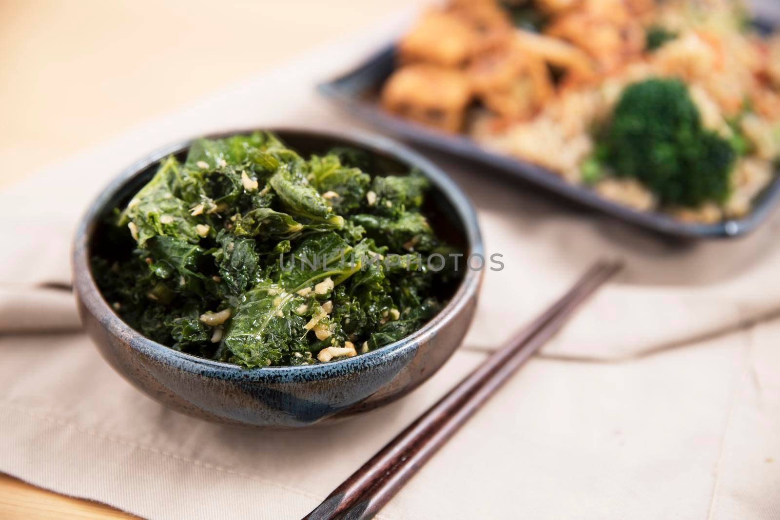 Stir fried kale with ginger and garlic