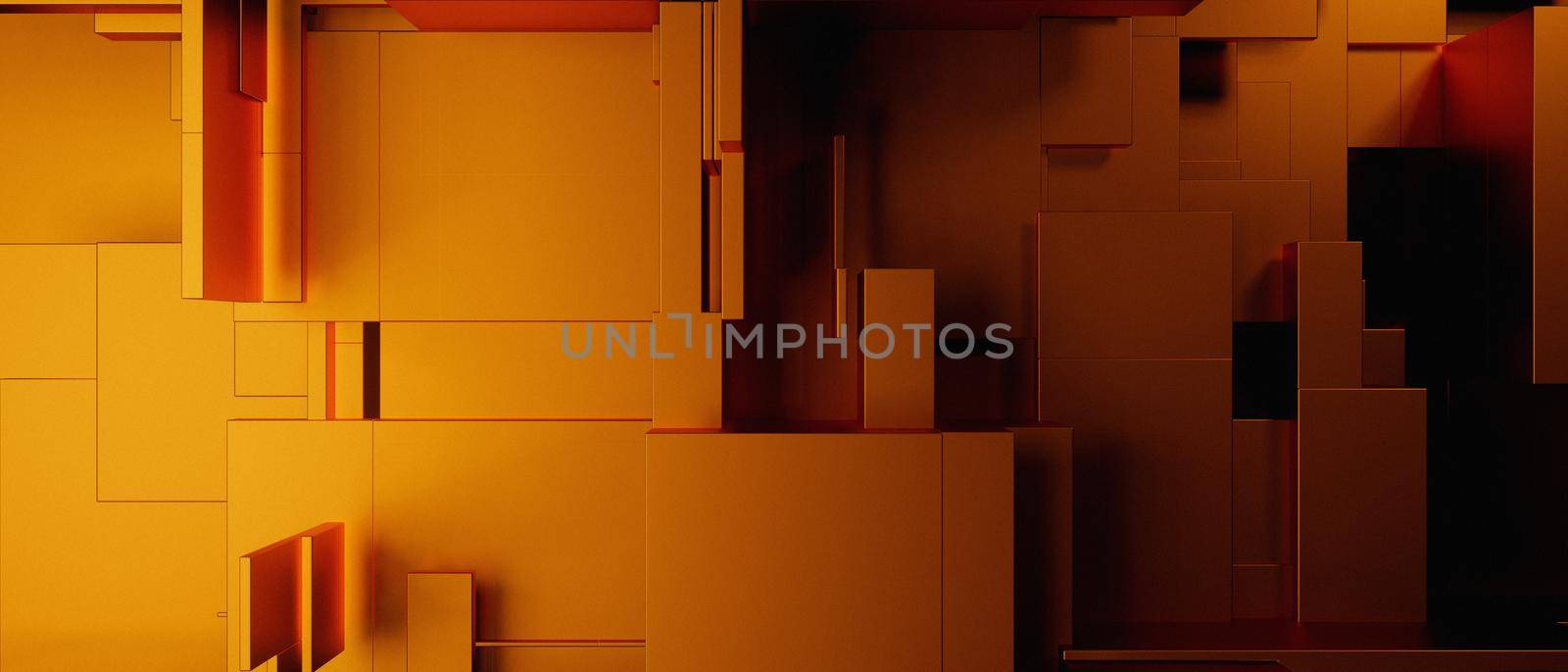 Abstract Geometric Blocks Future Red Brown Banner Background Wallpaper 3D Illustration