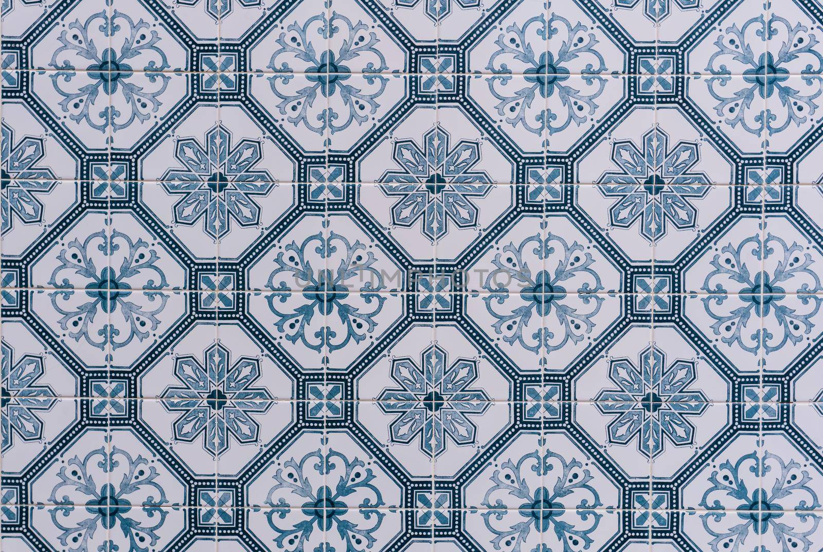 Traditional blue patterned portugese azulejo tiles background