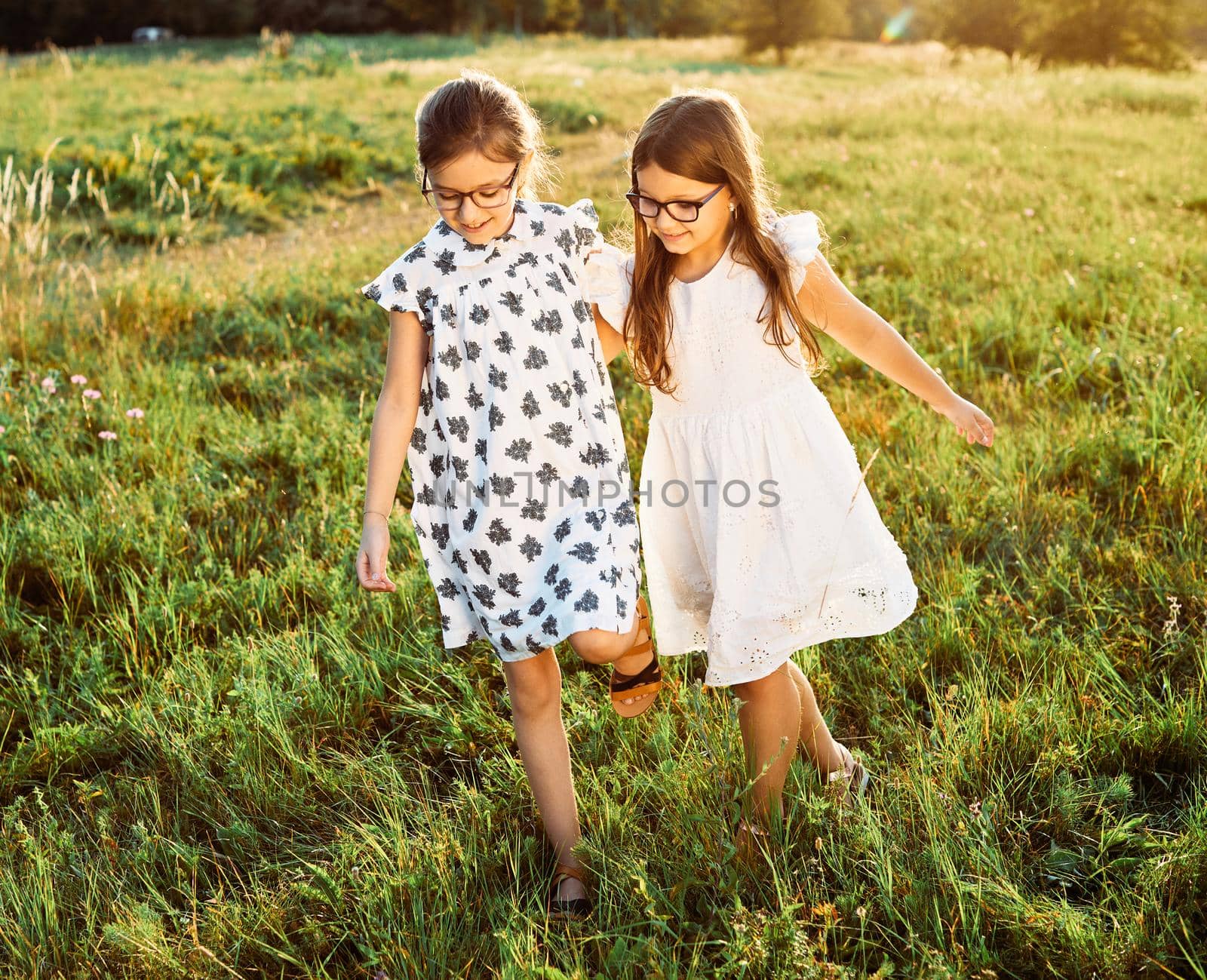 child summer fun lifestyle sister friend outdoor girl field friendship joy childhood love happy bonding by Picsfive