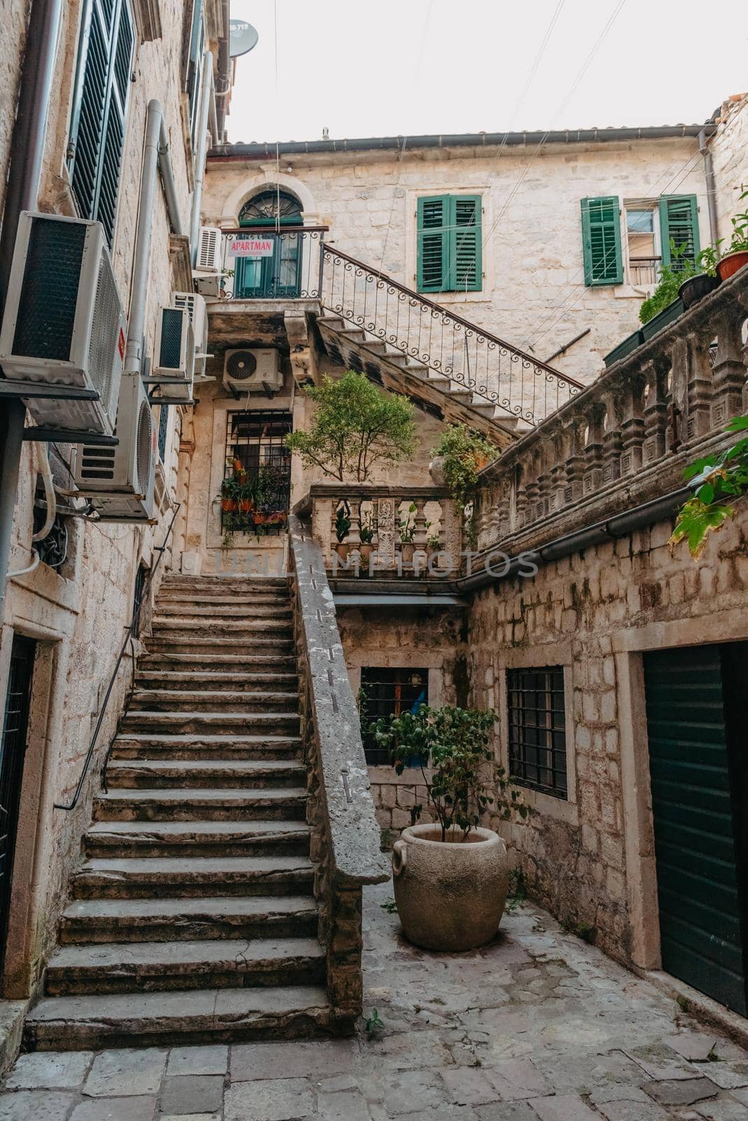 Ancient europian architecture. street in old town of Italy, Montenegro, Greece etc by Andrii_Ko