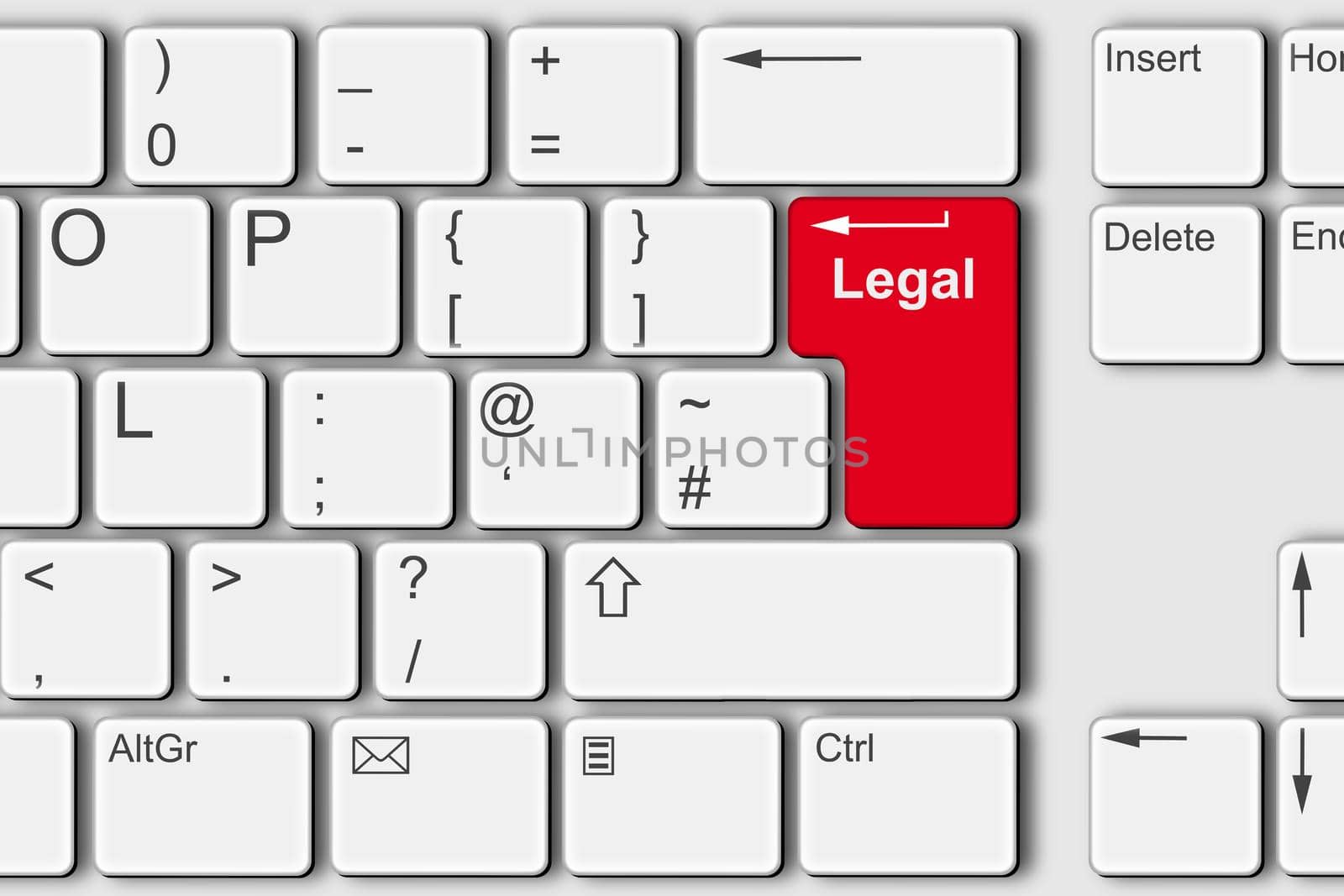A Legal concept PC computer keyboard 3d illustration
