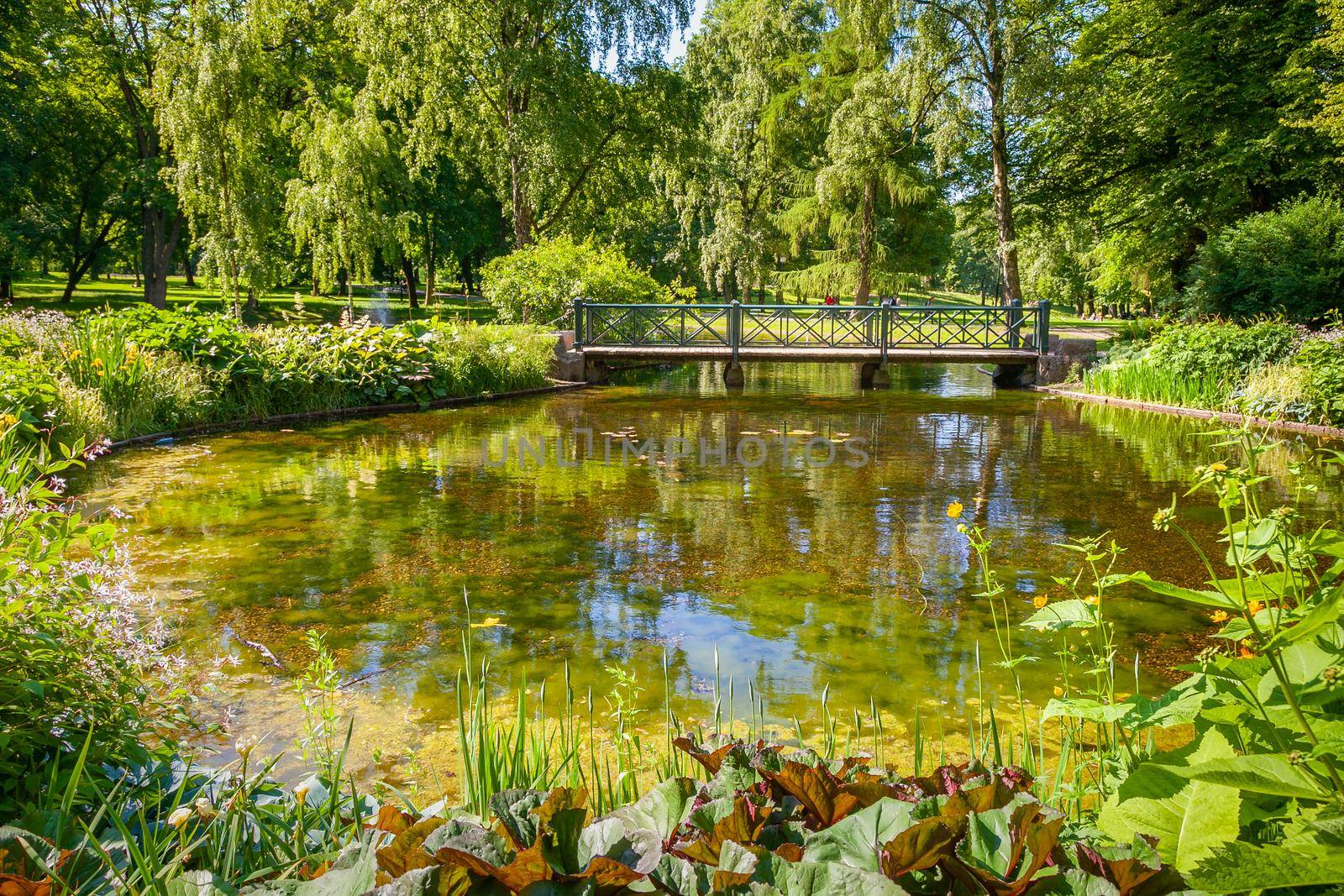 Public park near Royal Palace at sunny day in Oslo, Norway, Scandinavia