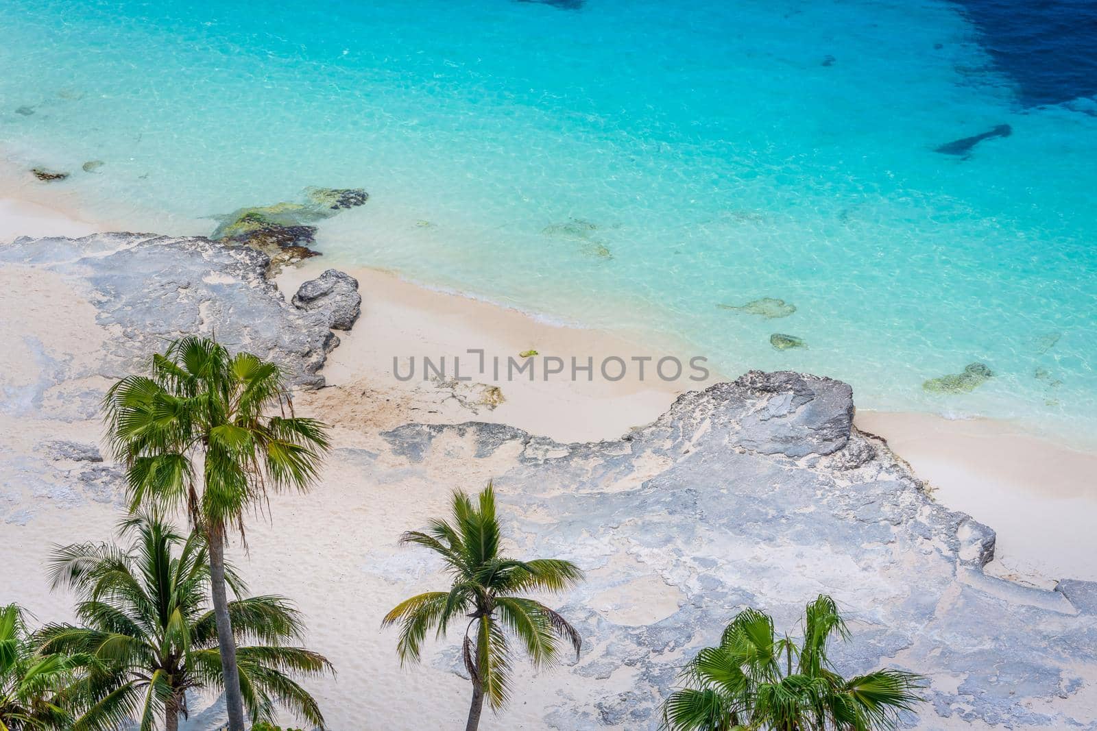 Tropical paradise: Cancun idyllic caribbean beach from above, Riviera Maya, Mexico