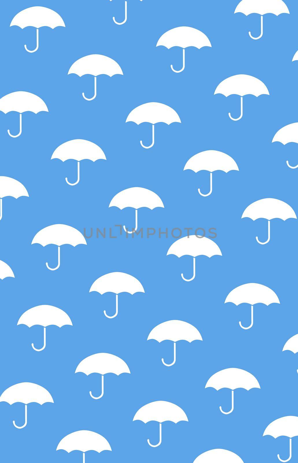 umbrella pattern. White umbrellas on a blue background by nazarovsergey