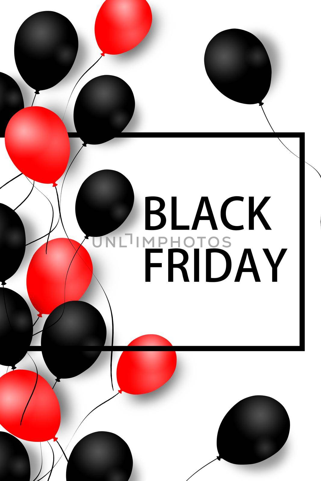 Black friday sale background with balloons. Modern design. Universal background for poster, banners, flyers, card by nazarovsergey