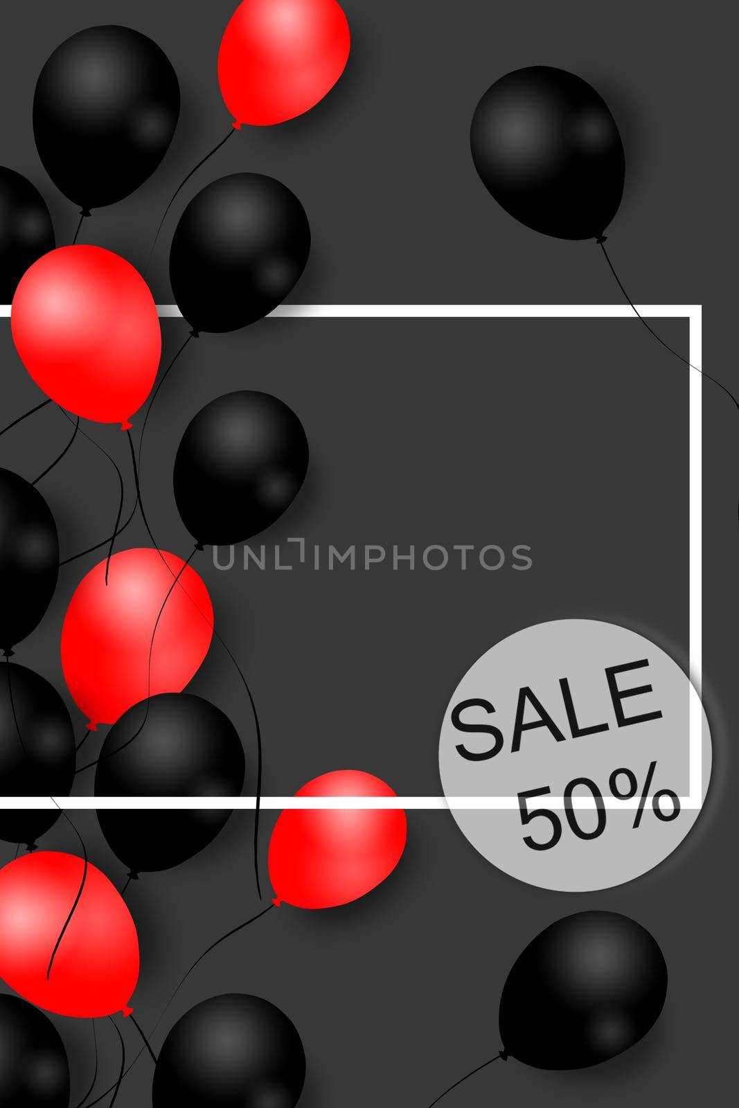 Black friday sale background with balloons. Modern design. Universal background for poster, banners, flyers, card by nazarovsergey