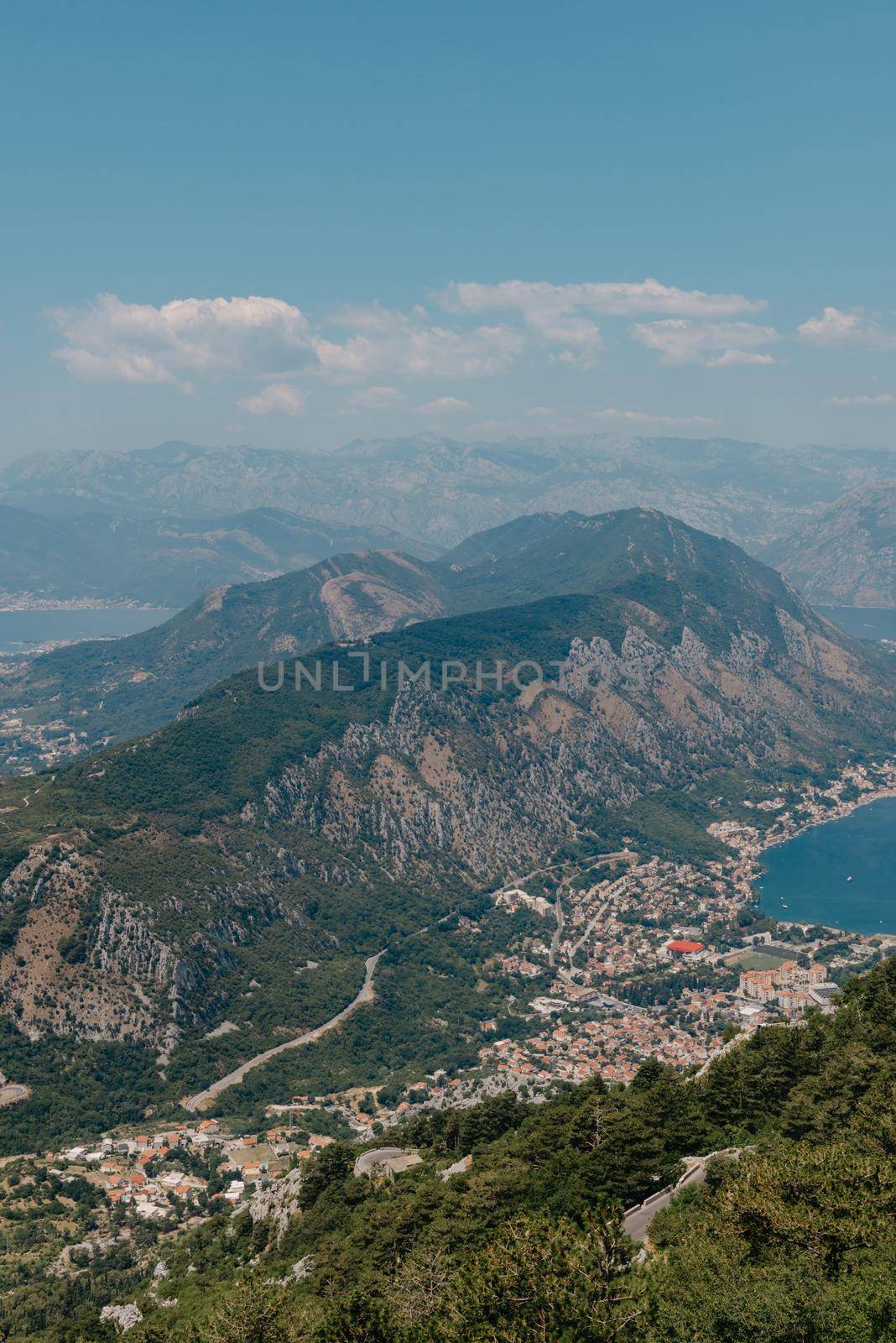 Beautiful nature mountains landscape. Kotor bay, Montenegro. Views of the Boka Bay, with the cities of Kotor and Tivat with the top of the mountain, Montenegro by Andrii_Ko