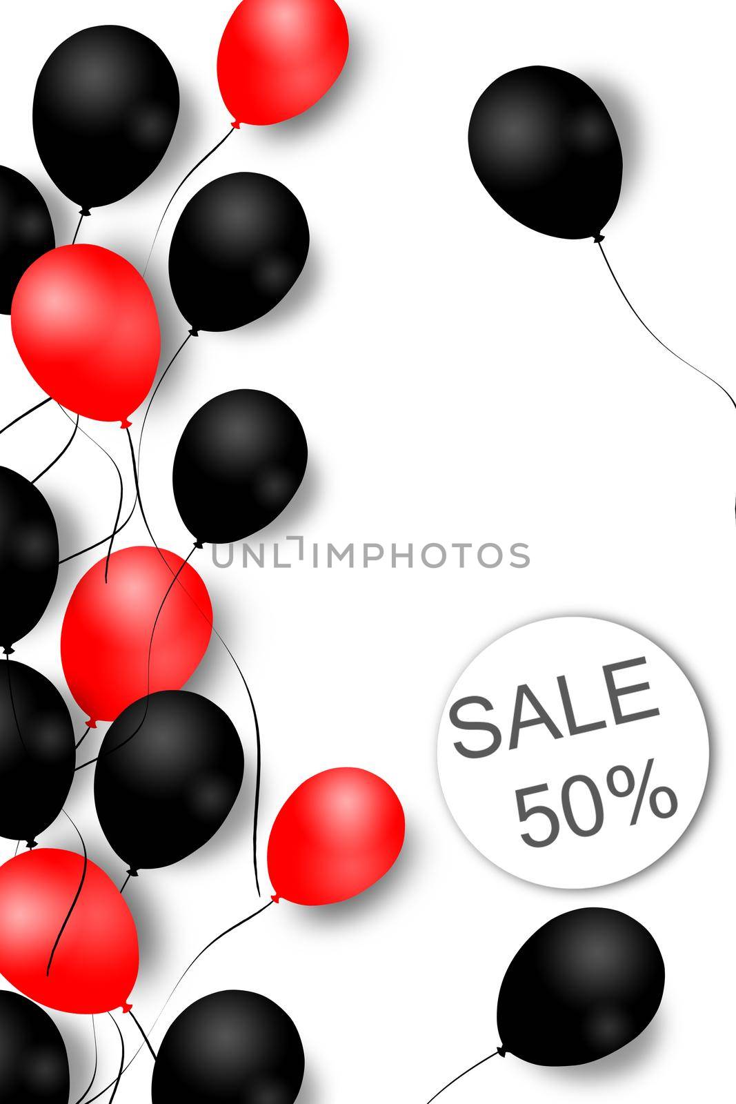 Black friday sale background with balloons. Modern design. Universal background for poster, banners, flyers, card. Illustration. Pattern