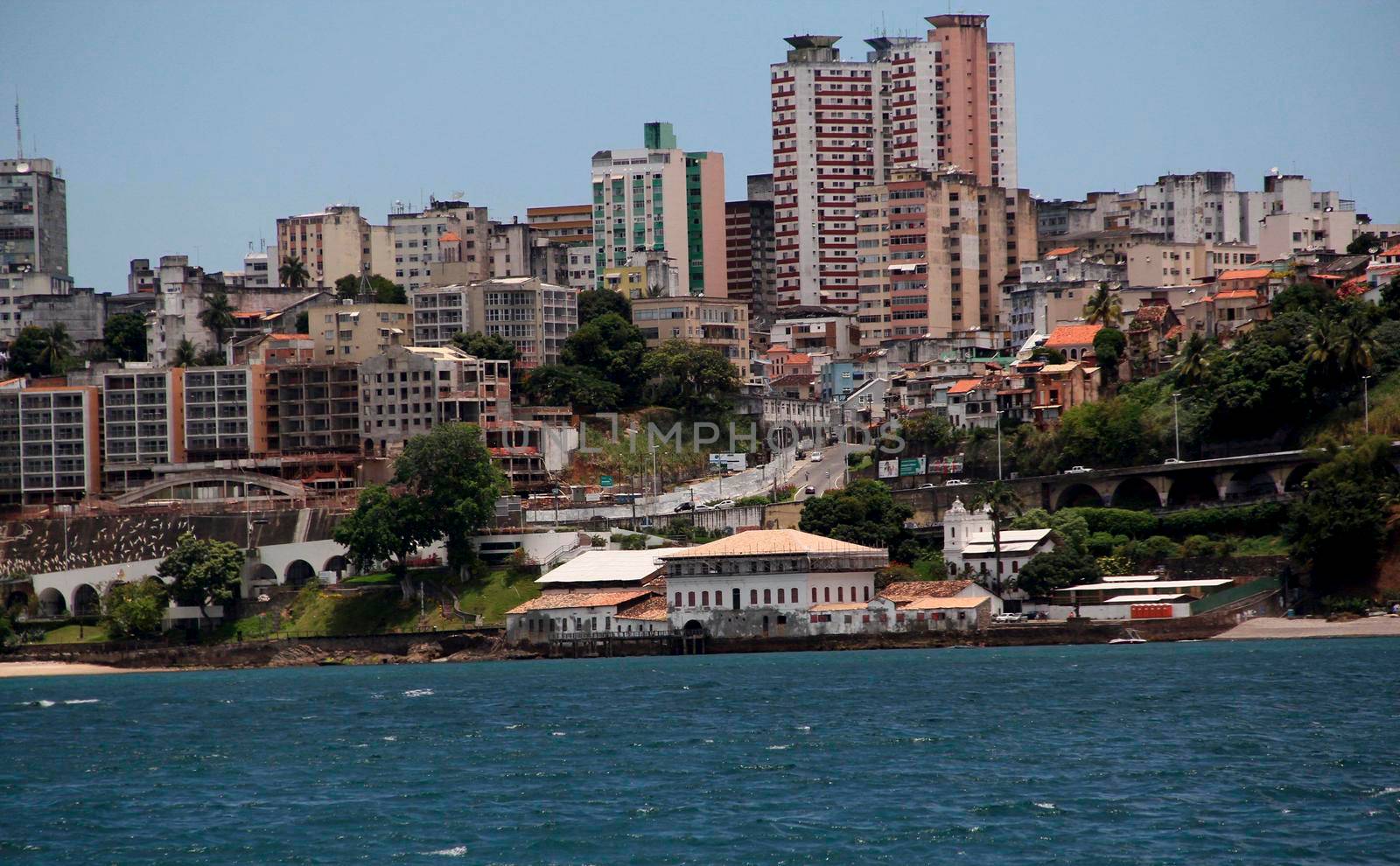 salvador, bahia / brazil - december 9, 2013: View of Baía de Todos os Santos where you can see the neighborhood of Contorno in the city of Salvador.



