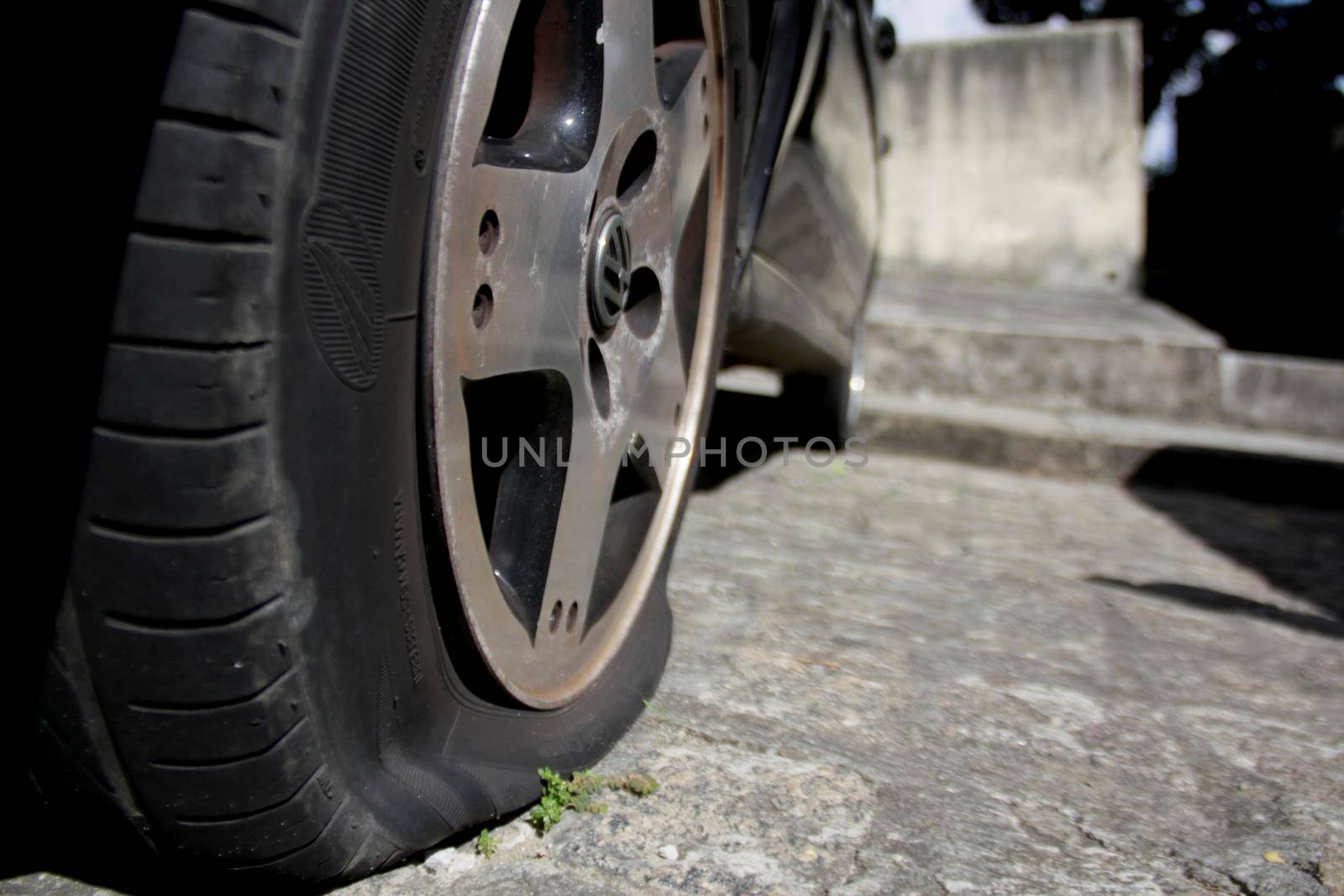 salvador, bahia / brazil - january 13, 2015: empty vehicle tire, requiring calibration.
 