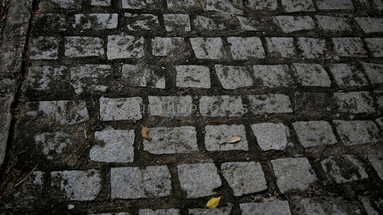 salvador, bahia / brazil - june 13, 2020: pavement made with cobblestone is seen in a condominium in the city of Salvador.