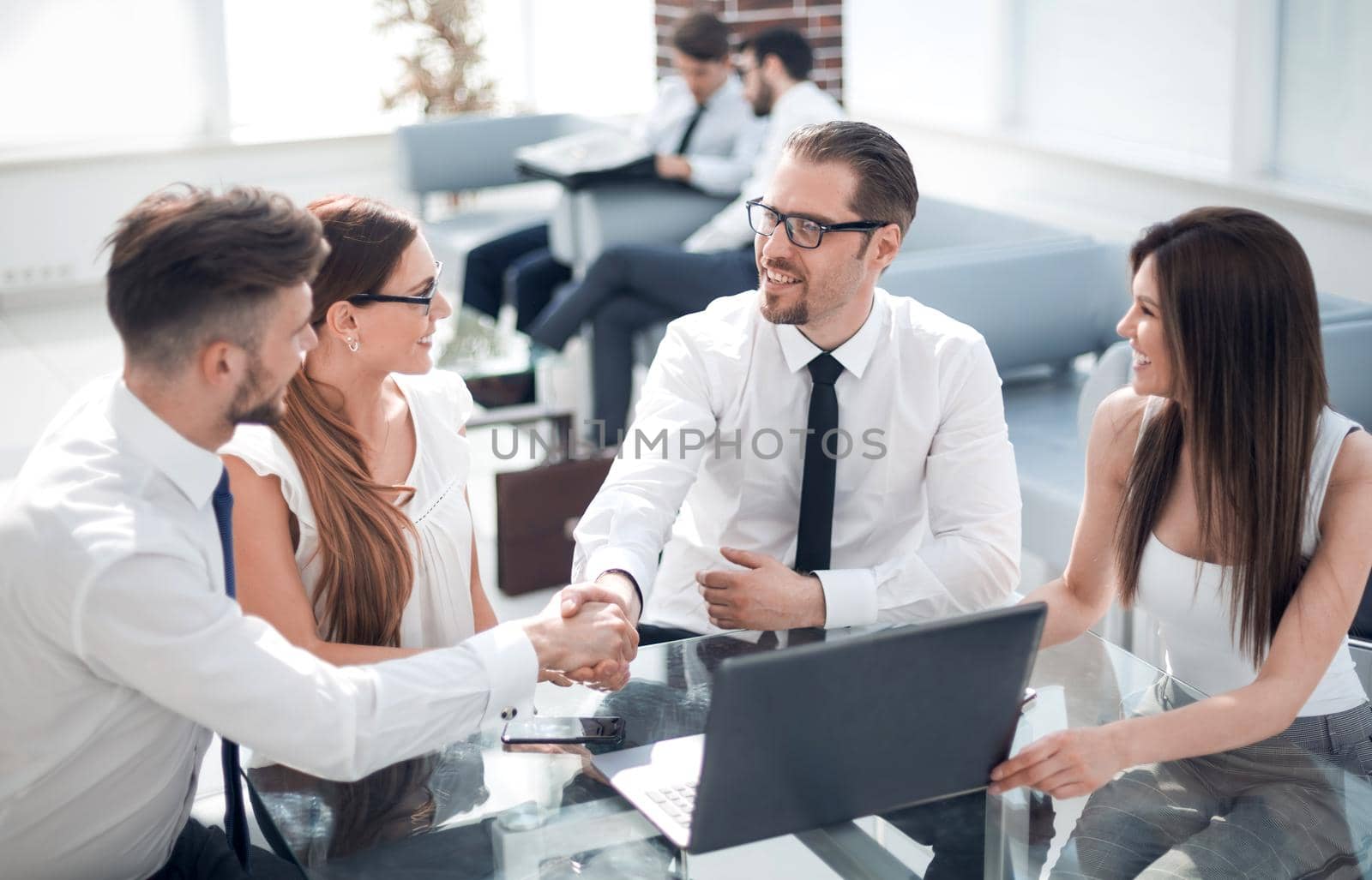 handshake business people at the Desk.business meeting