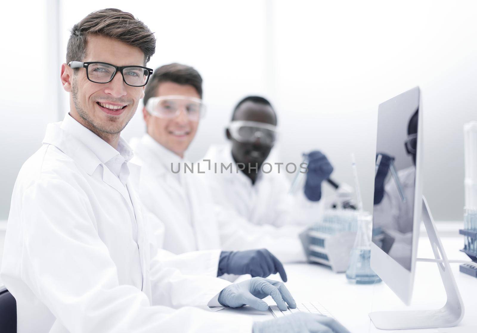 group of successful young scientists .photo with copy space