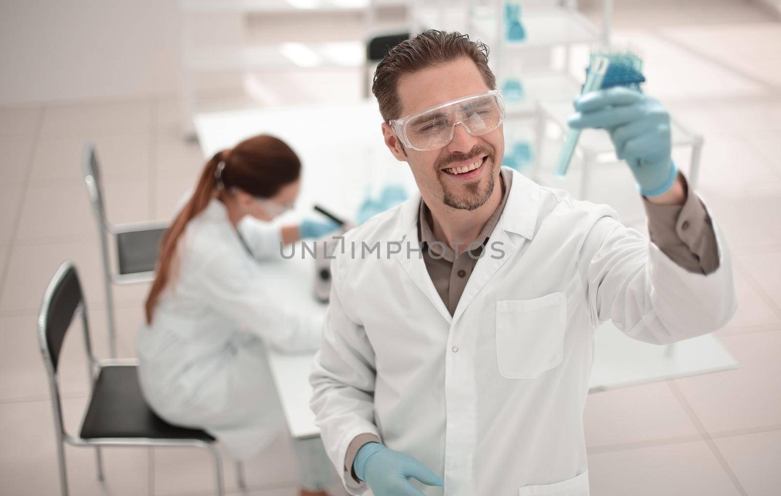successful scientist checking the results of the examination.photo with copy space