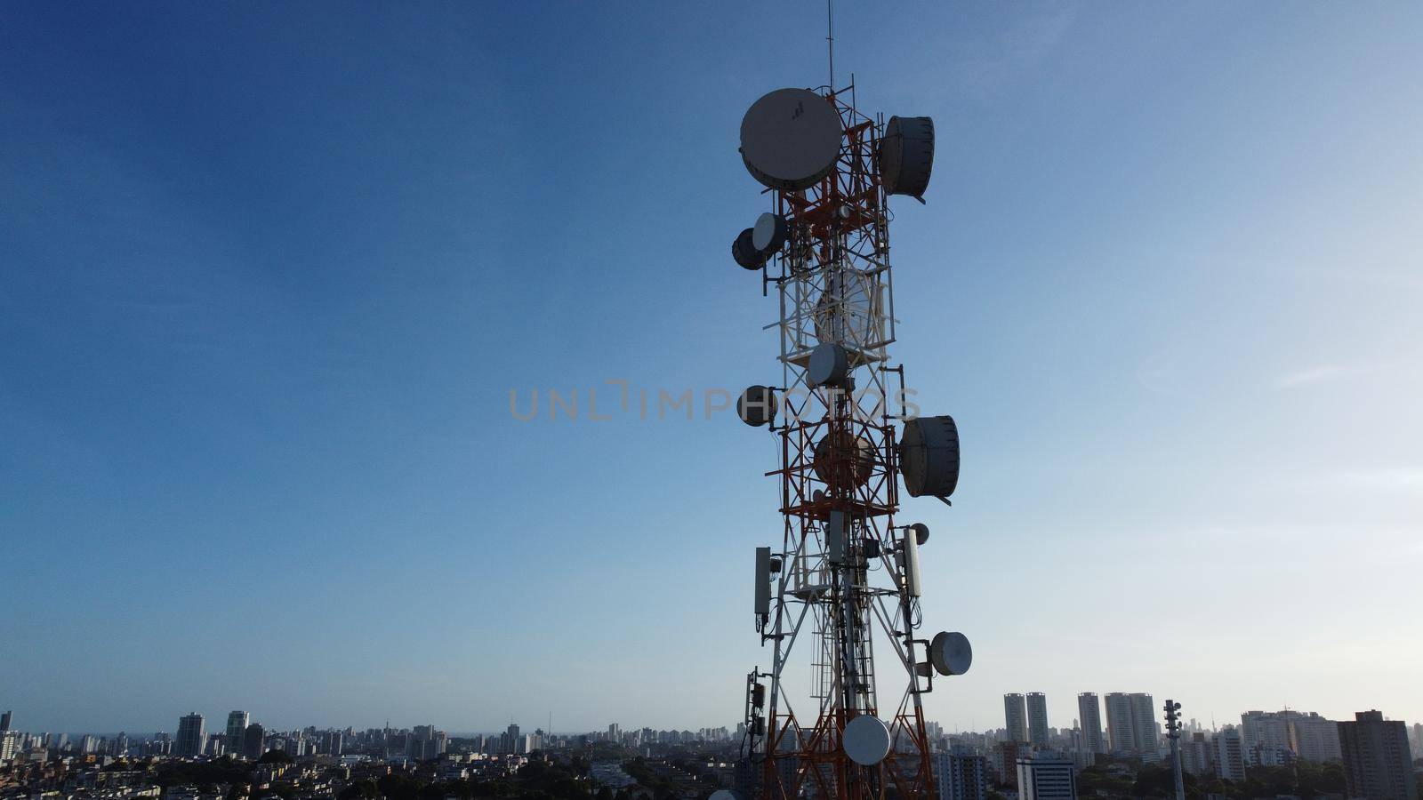 salvador, bahia, brazil - november 20, 2021: mobile phone and telecommunication tower in the Cabula neighborhood in the city of Salvador.