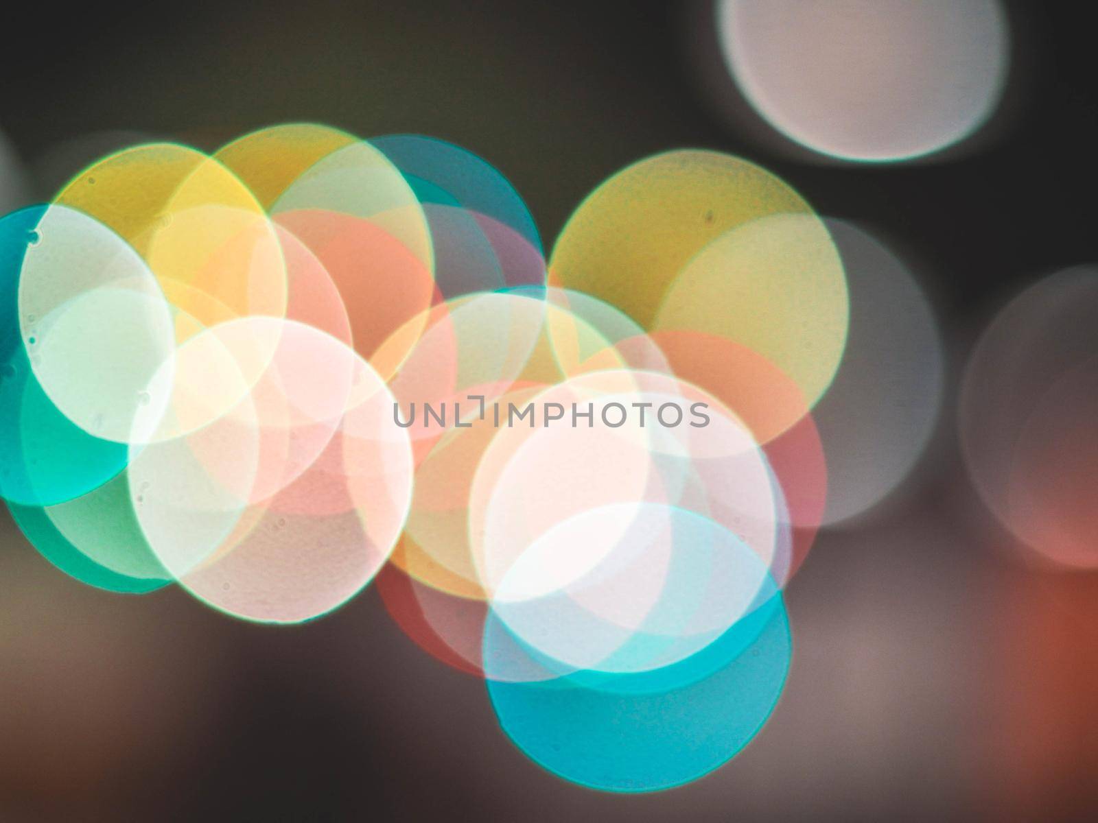 Colorful blur light hexagon bokeh background. Abstract Christmas festival defocused background.