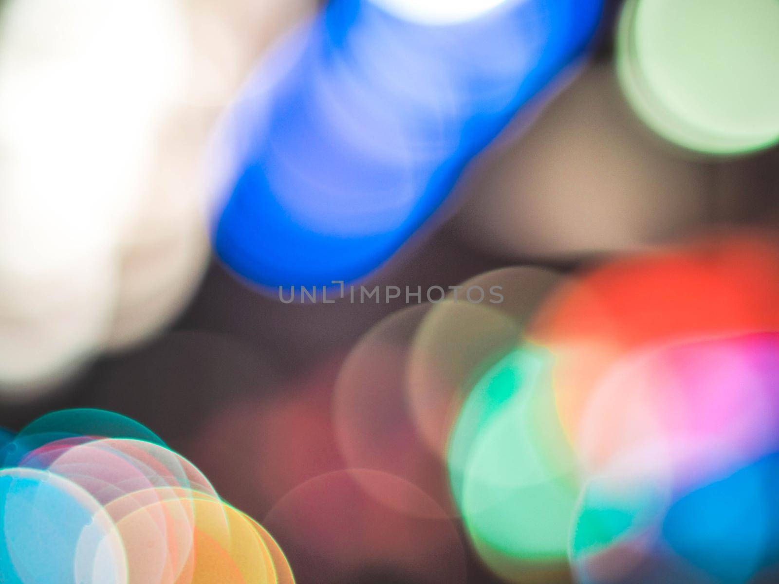 Colorful blur light hexagon bokeh background. Abstract Christmas festival defocused background.
