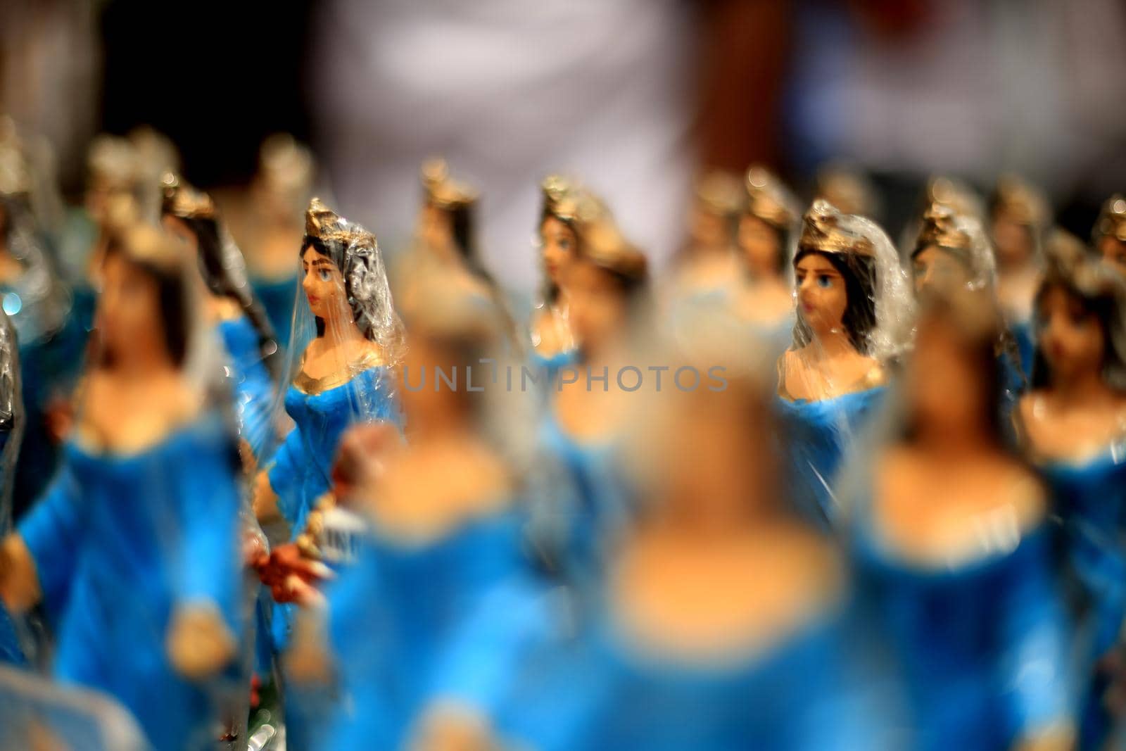 salvador, bahia / brazil - february 2, 2020: image of yemanje, candomble entity is seen on the rio Vermelho beach, in the city of salvador, during religious celebration.
