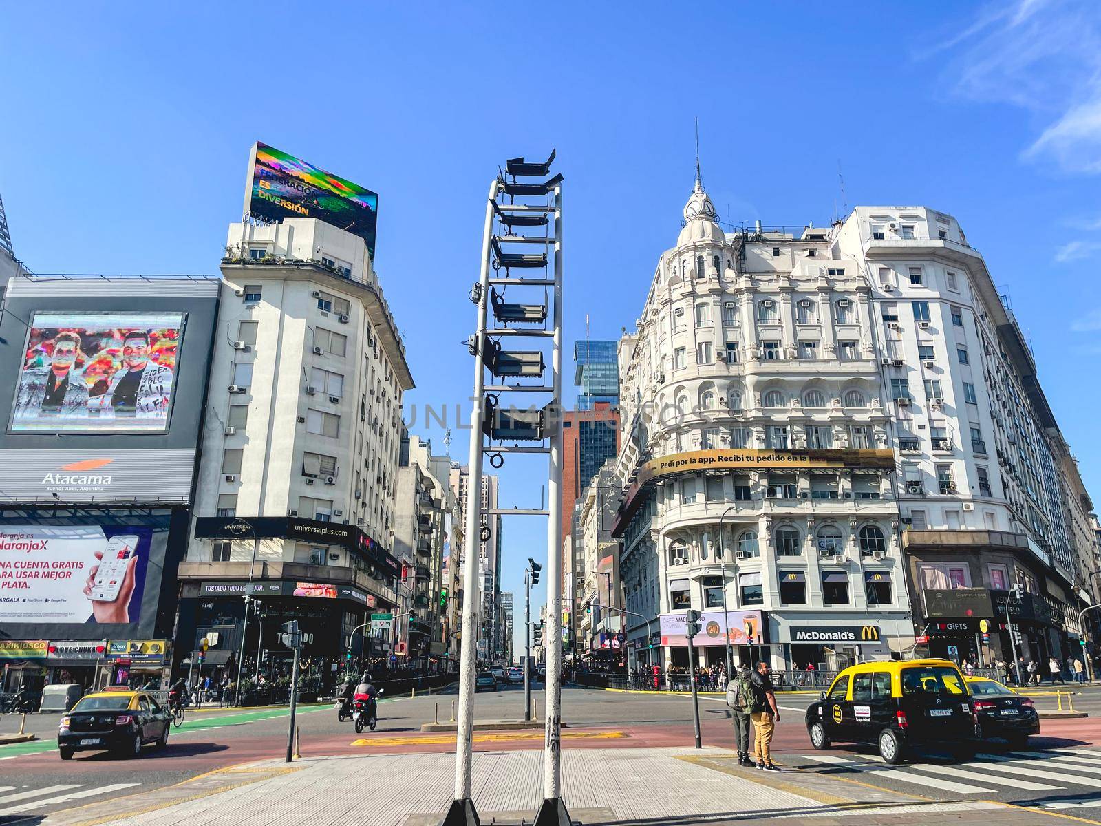 9 de Julio avenida, famous street in Buenos Aires Argentina. Juli 18 2022.