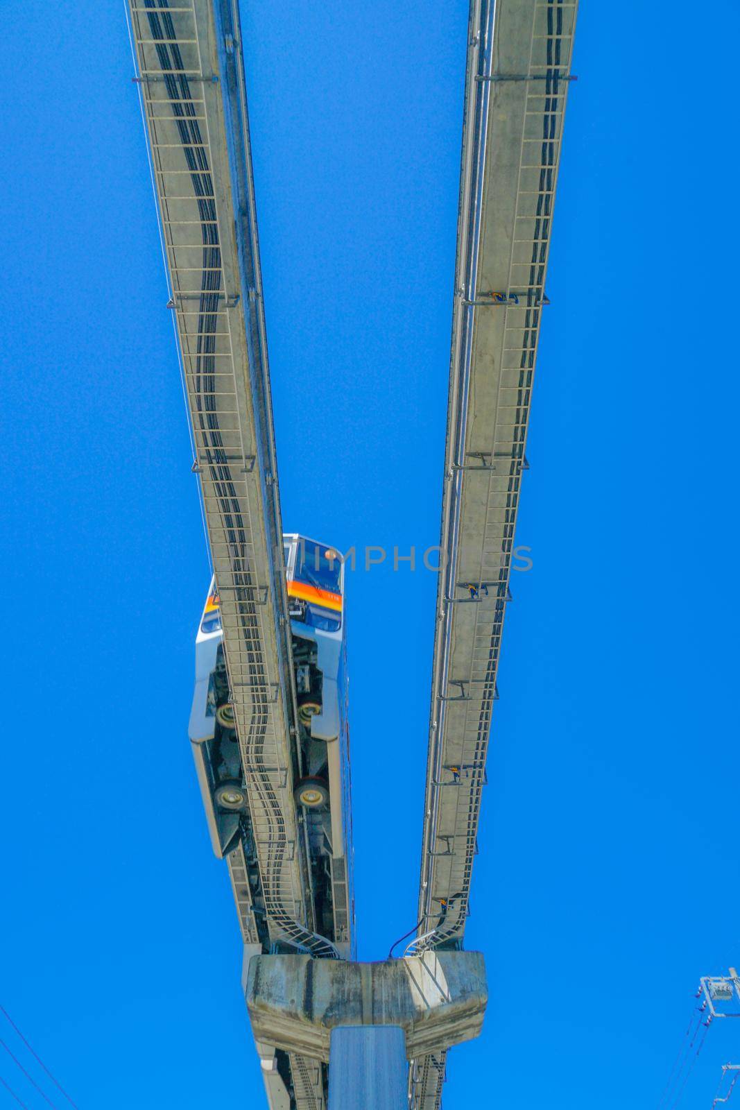 Tama city monorail track and fine clear. Shooting Location: Tokyo Metropolitan Hino City