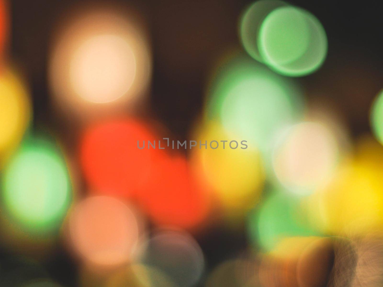 Colorful blur light hexagon bokeh background. Abstract Christmas festival defocused background.
