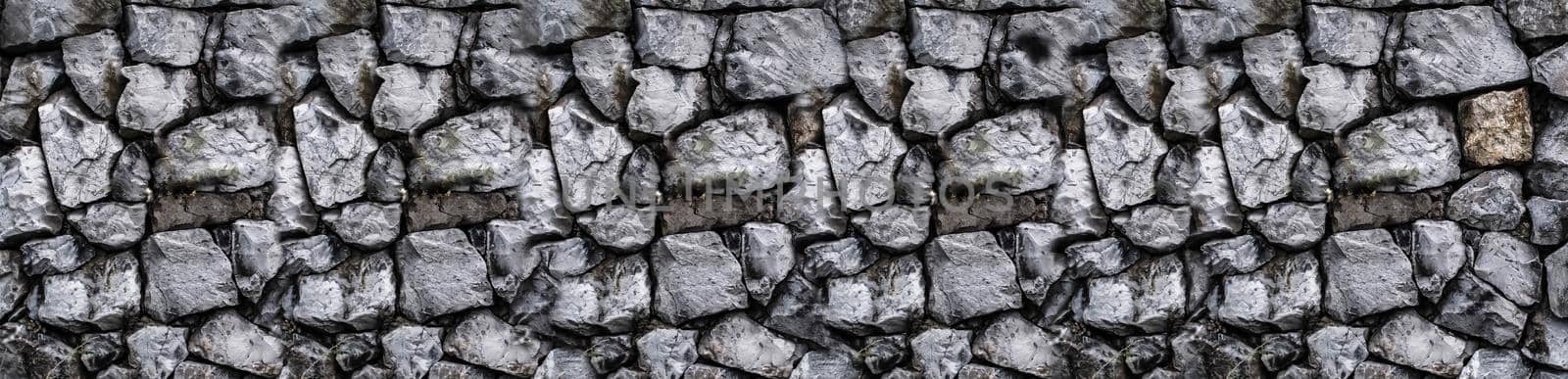 Panoramic Wide angle Slate stone wall textured background for banner graphic