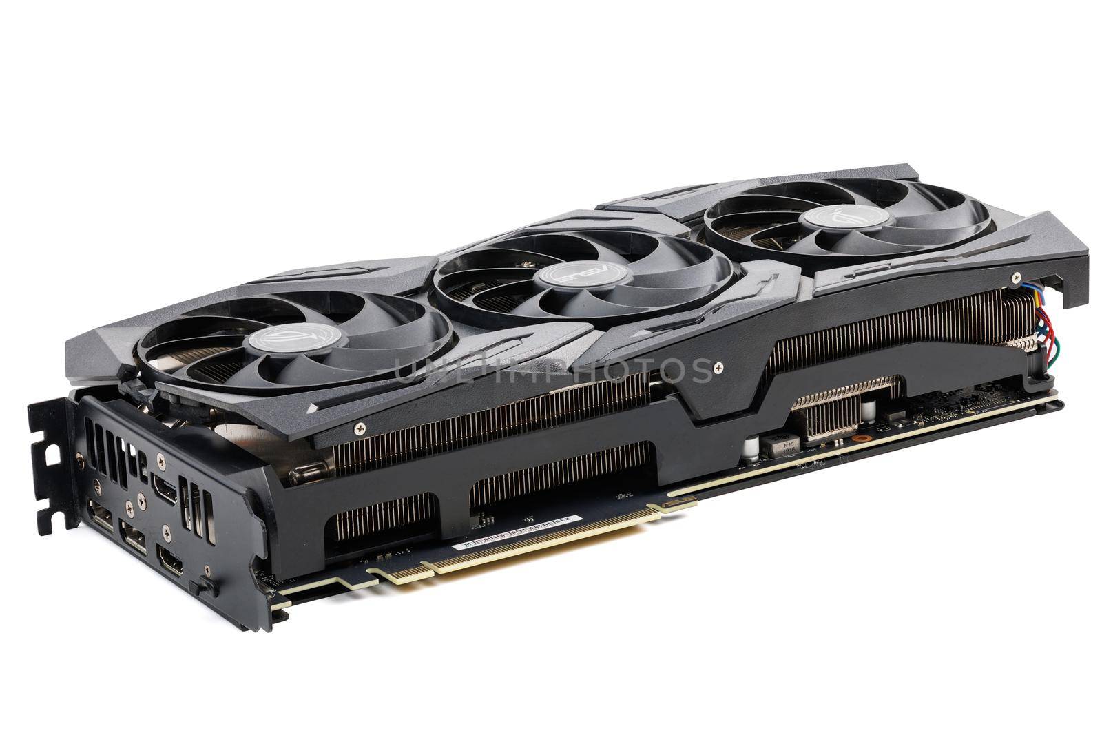 Asus ROG Strix Advanced Nvidia RTX 2070 super - big black contemporary gaming graphics card isolated on white background in Tula, Russia, - July 27, 2022