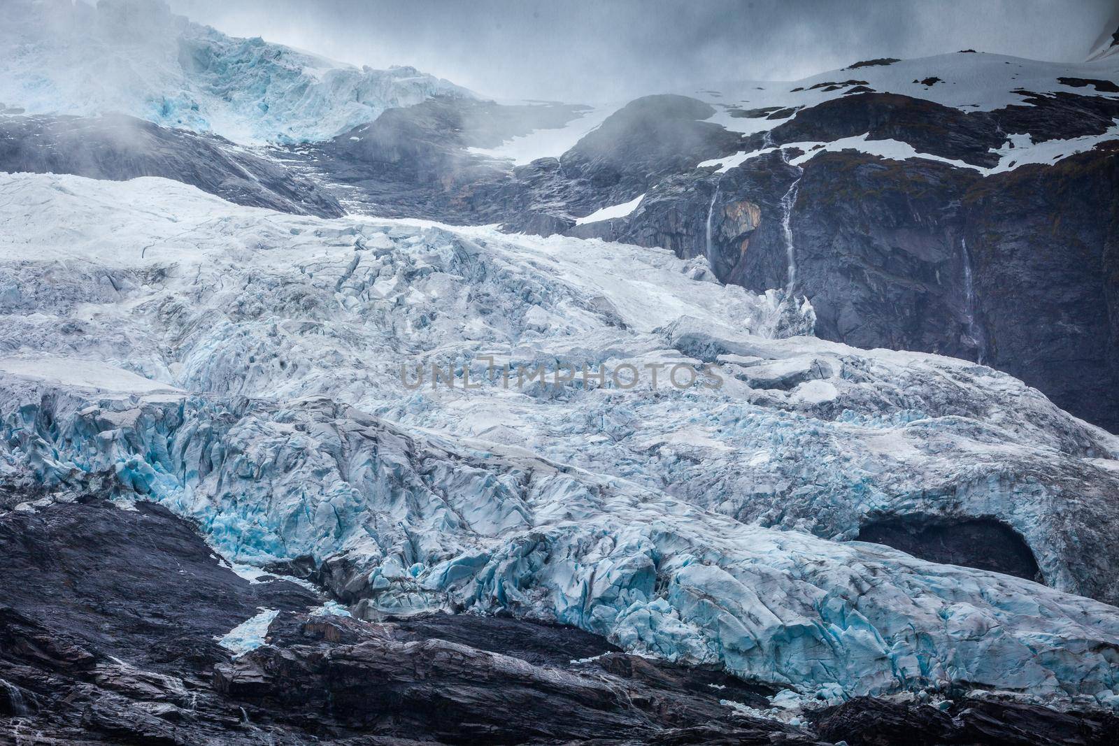 Briksdalsbreen arm of Jostedalsbreen glacier in western Norway, Scandinavia