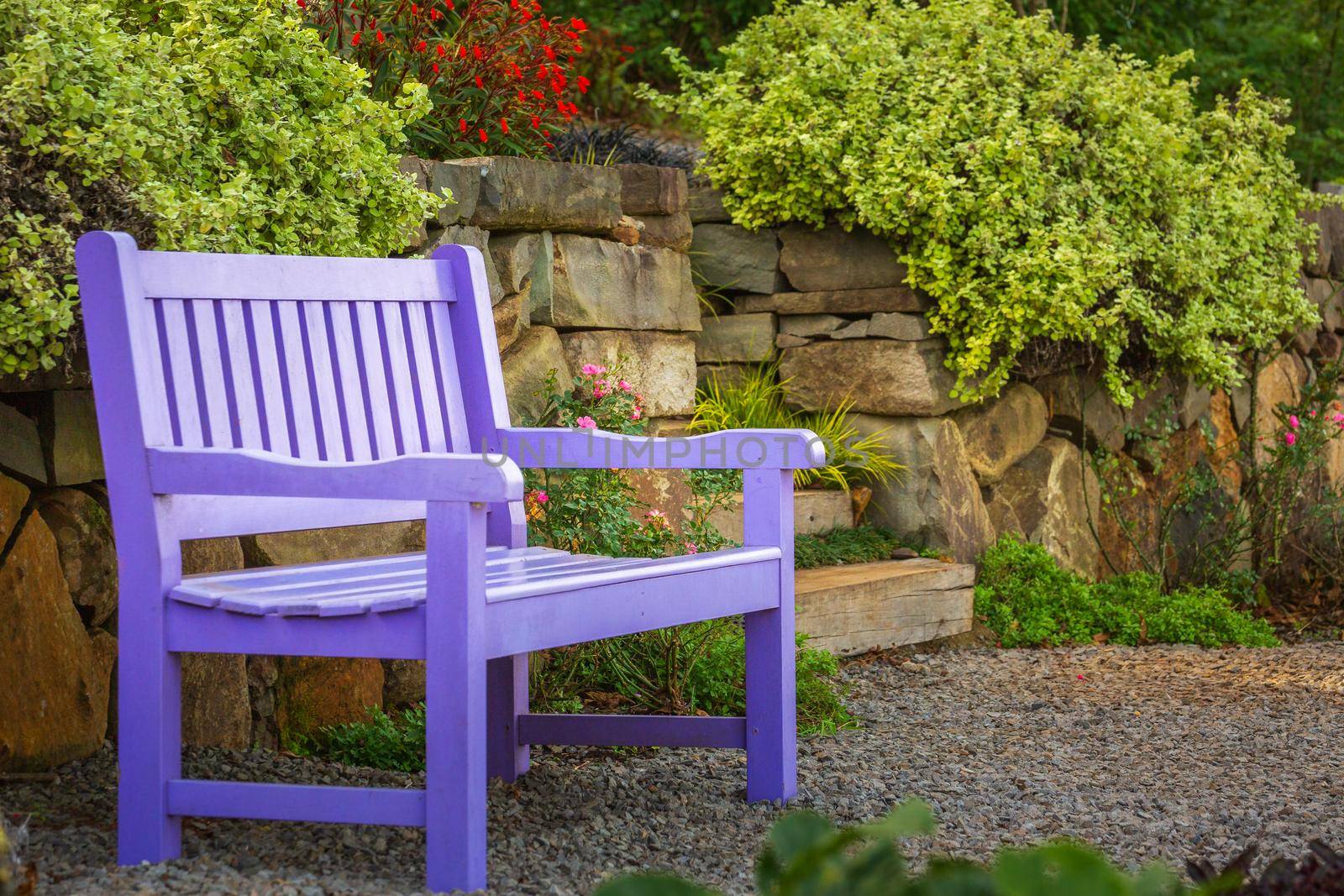 Idyllic corner with seat bench in Gramado, Southern Brazil