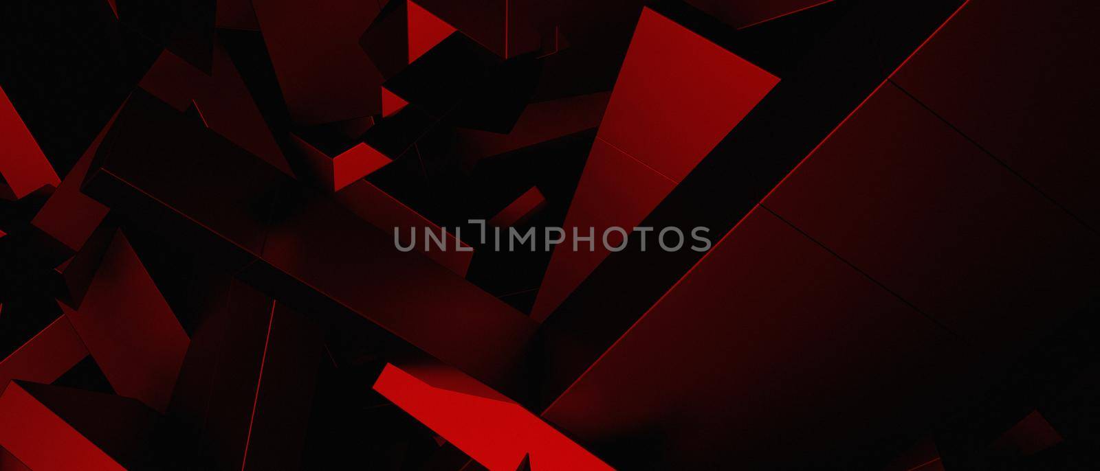 Abstract Luxurious Geometric Chaos Trendy Futuristic Red Abstract Background 3D Illustration by yay_lmrb