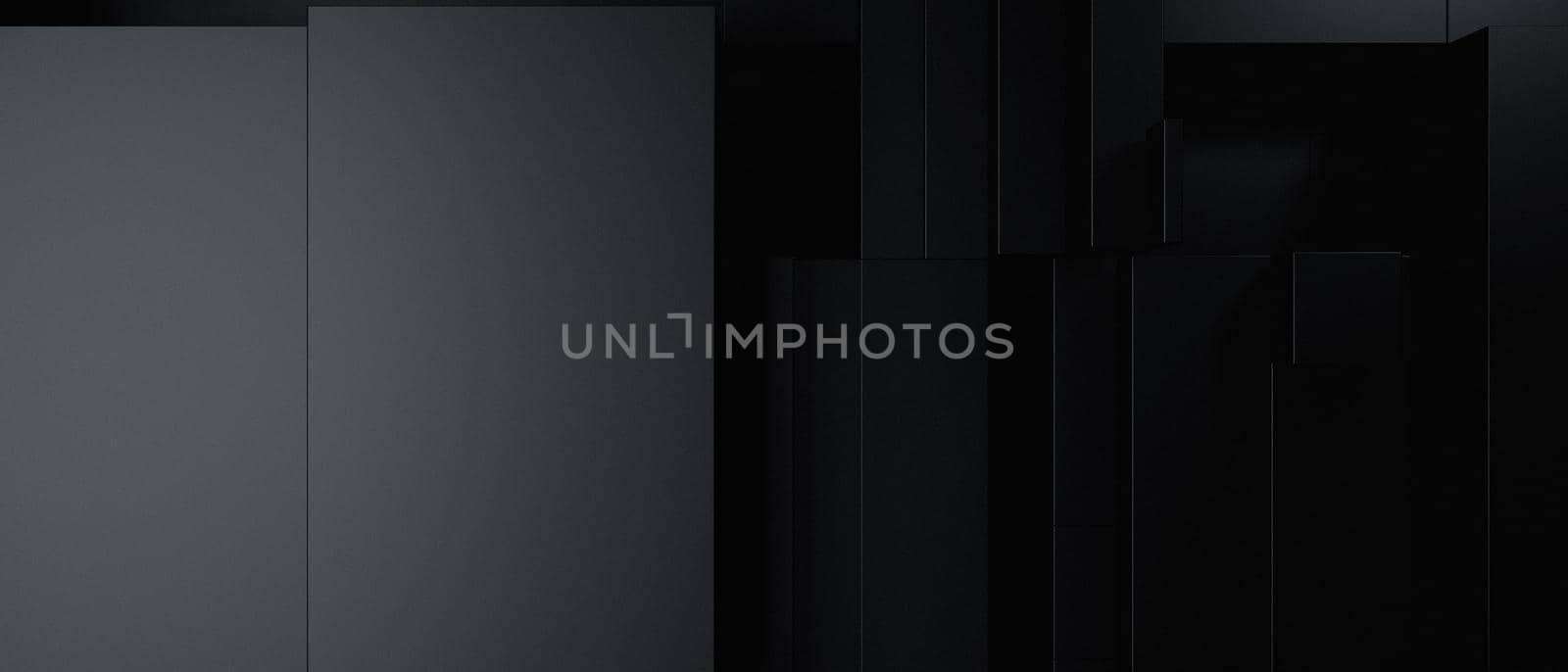 Abstract Luxurious Elegant 3D Blocks Cubes Trendy Futuristic Dark Banner Background 3D Illustration