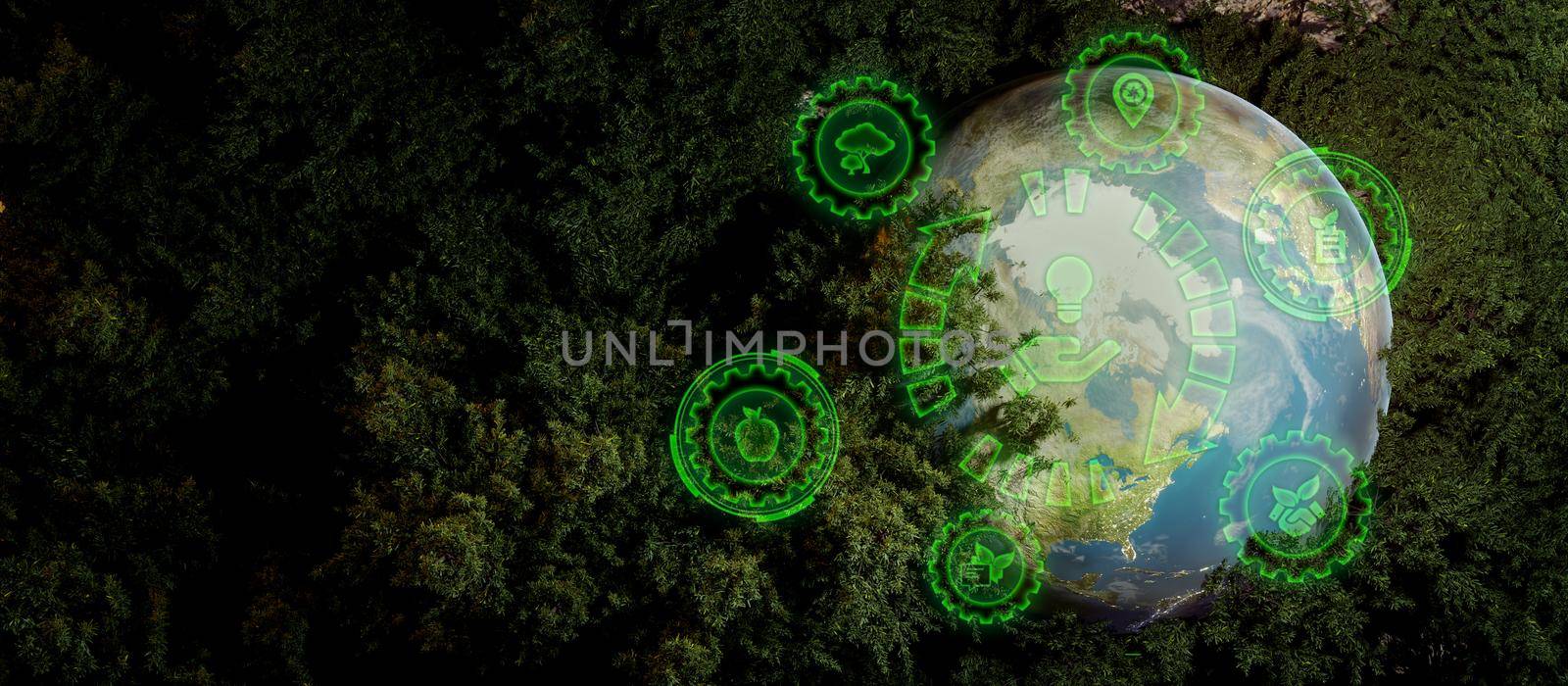 Earth Friendly Environmental Awareness Concept With Eco Icons Illustrative 3D Rendering