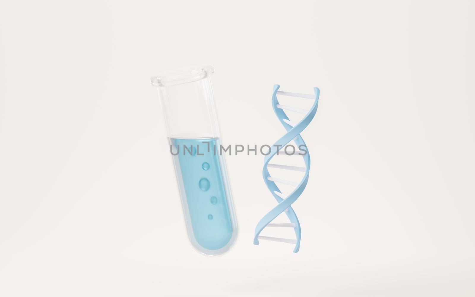 DNA and chemical equipment, 3d rendering. by vinkfan