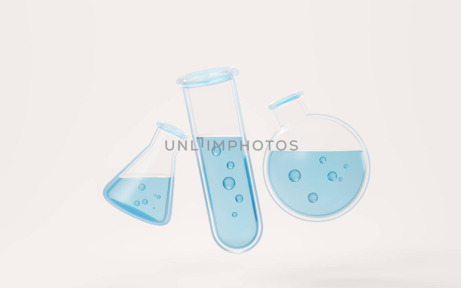 Chemical equipment and reagent, 3d rendering. Computer digital drawing.